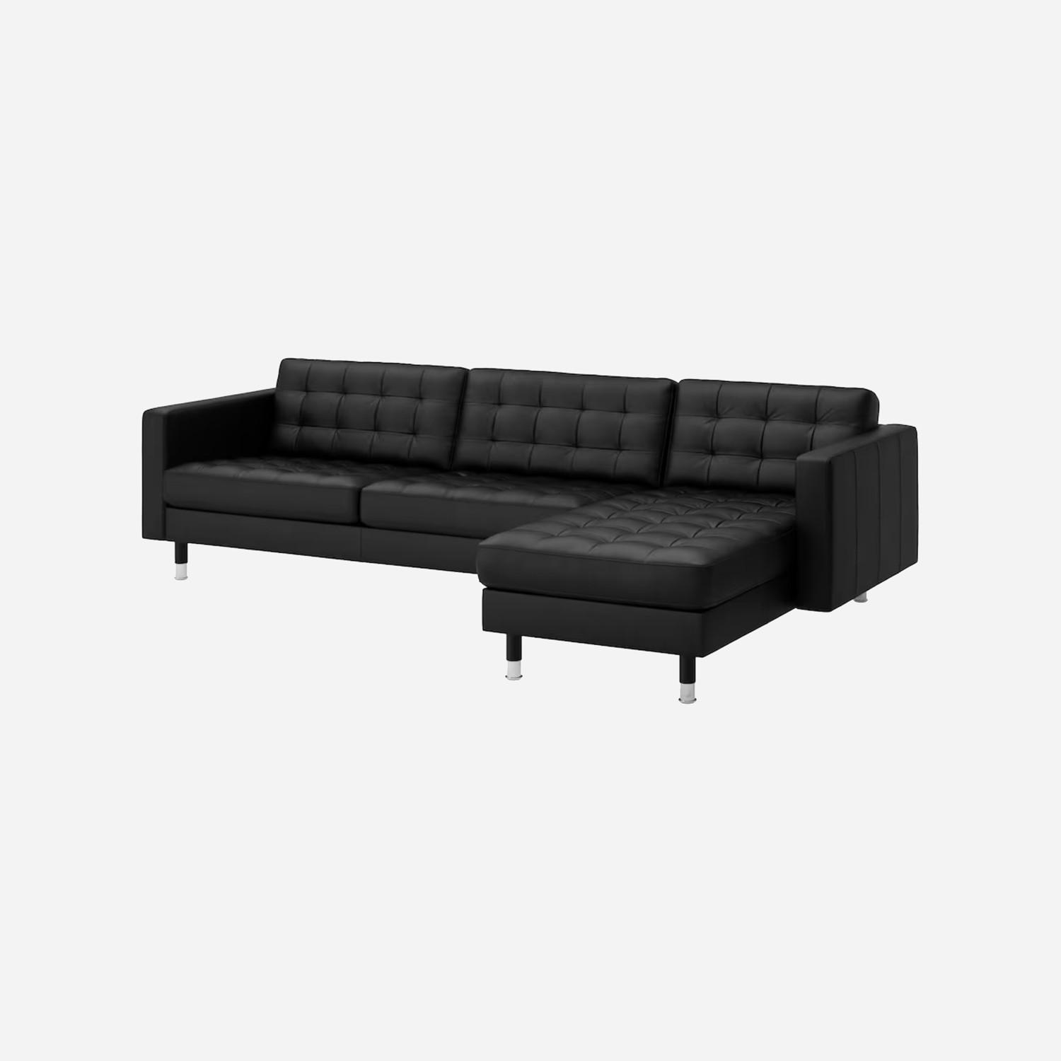 IKEA Black Leather Sectional Couch L shape - image-10
