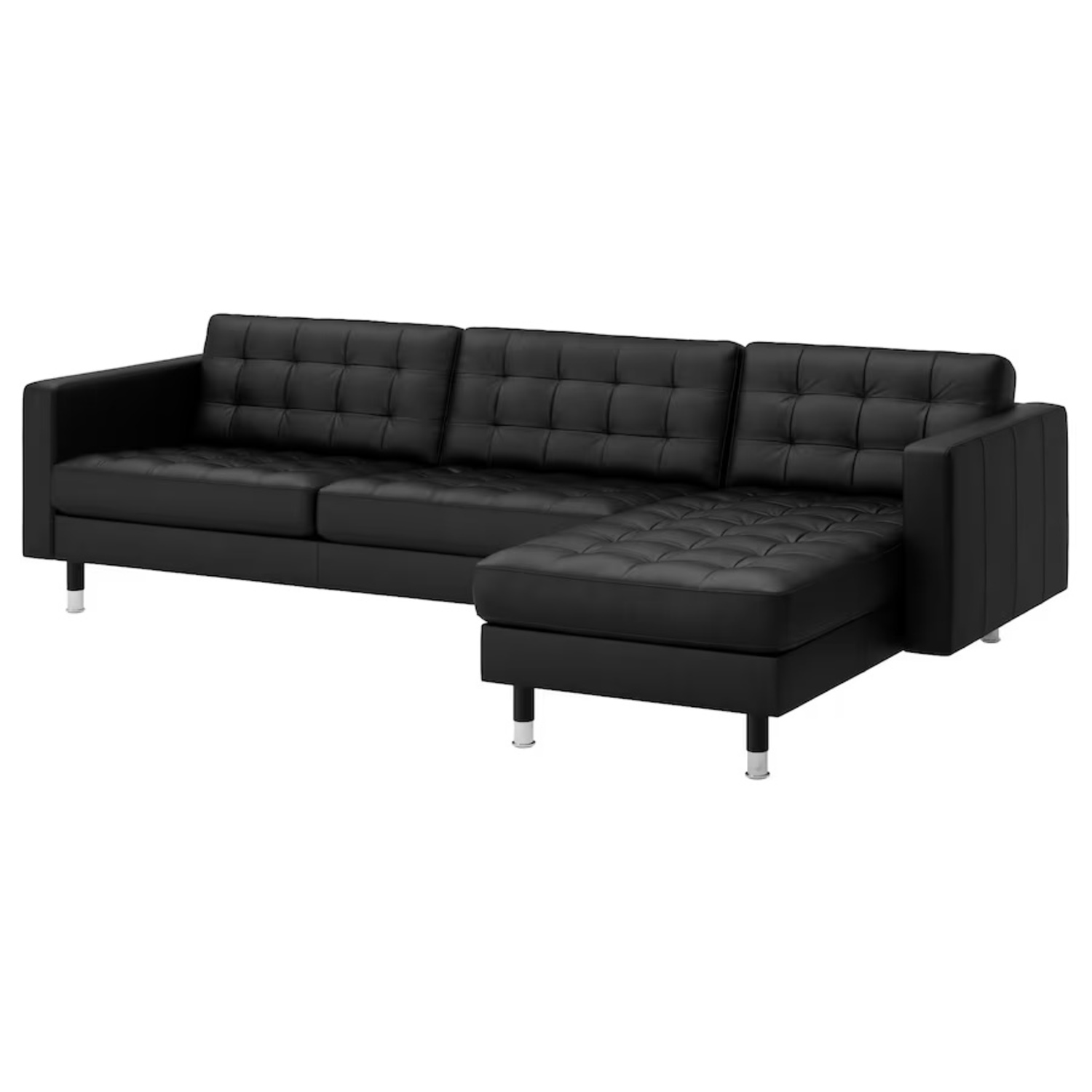 IKEA Black Leather Sectional Couch L shape - image-9