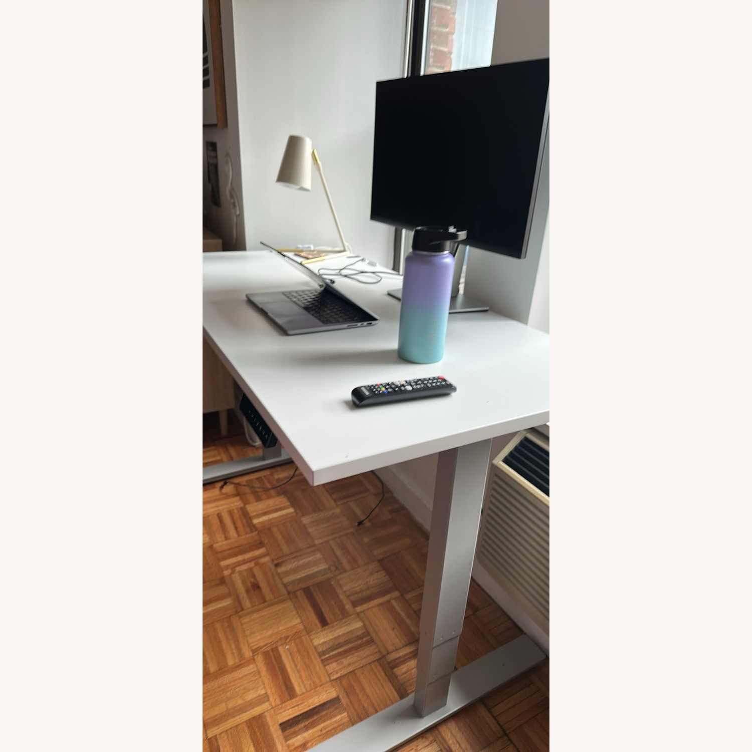 Adjustable Height White Study/Office Desk - image-1