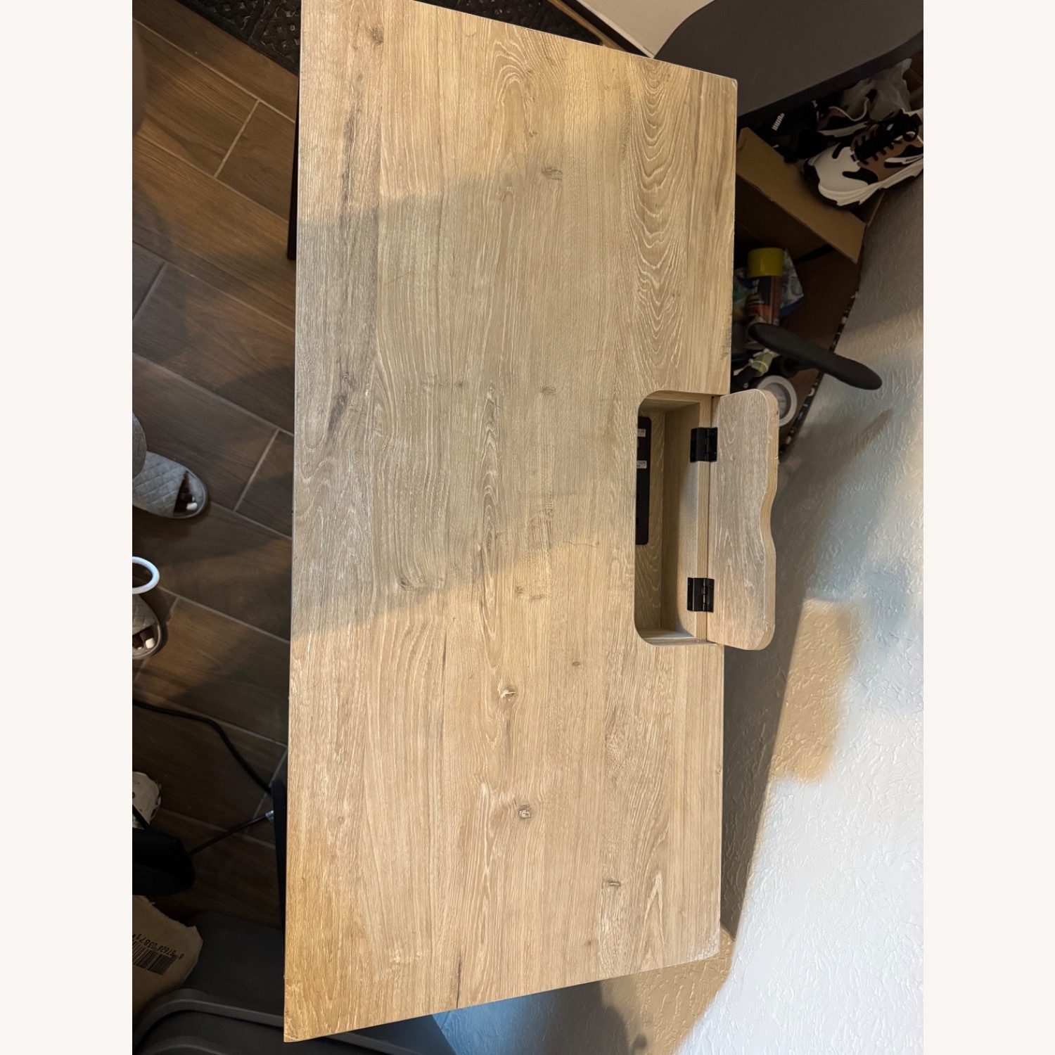 Modern Minimalist Brown Writing Desk with Drawers - image-10