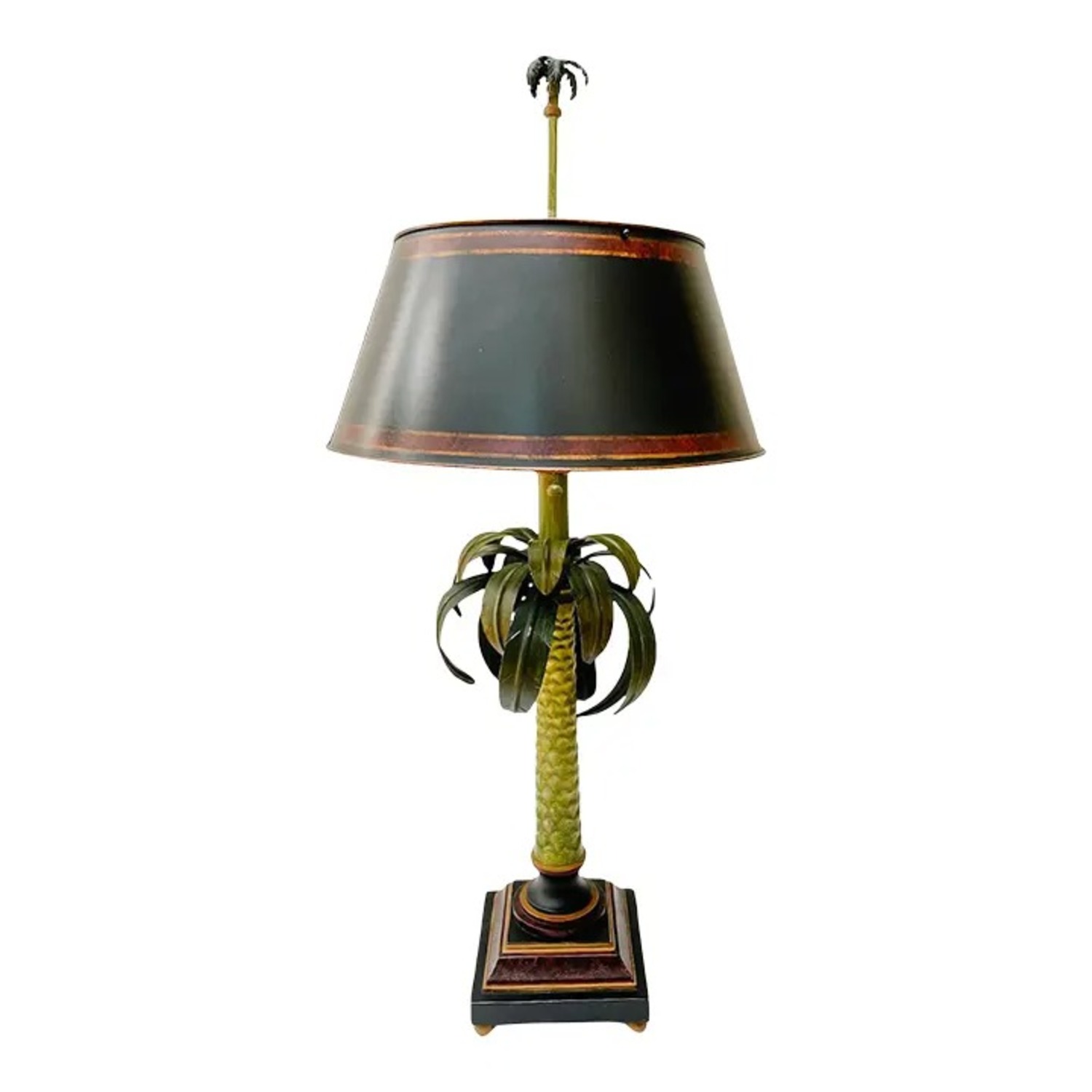 1970 Tole Palm Tree Table Lamp With Tole Shade - image-5