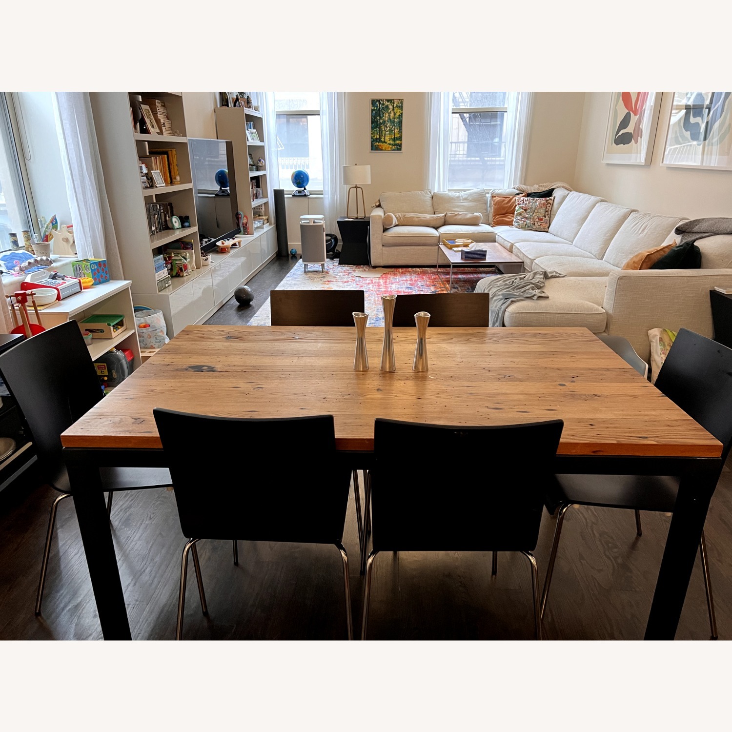 Crate & Barrel Teak and Metal Dining Table - image-1