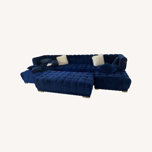 Used  Dark Blue Valvet Sofa Set With Chaude for sale on AptDeco
