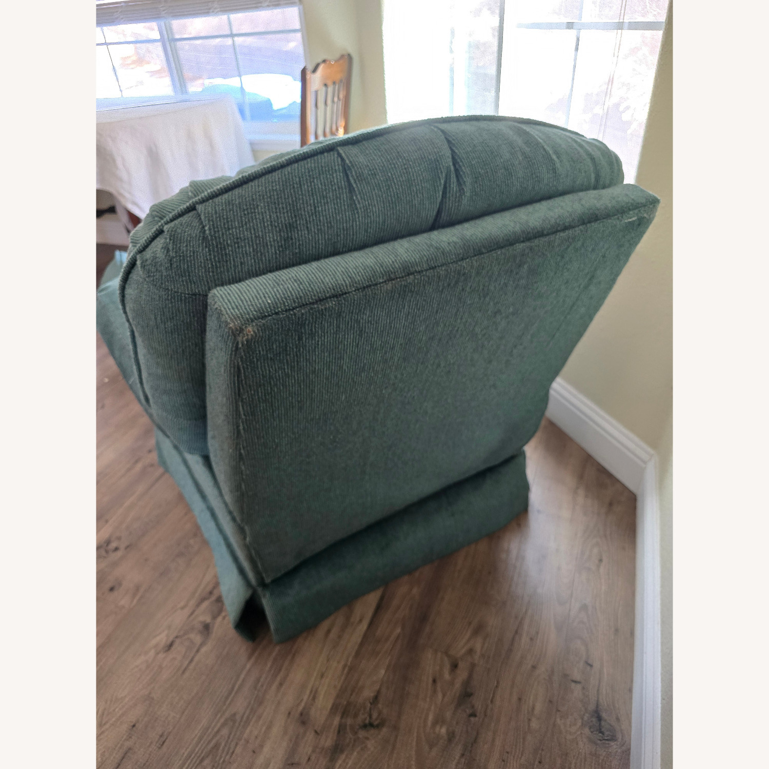 Teal Blue-Green Corduroy Manual-Reclining Armchair - image-4