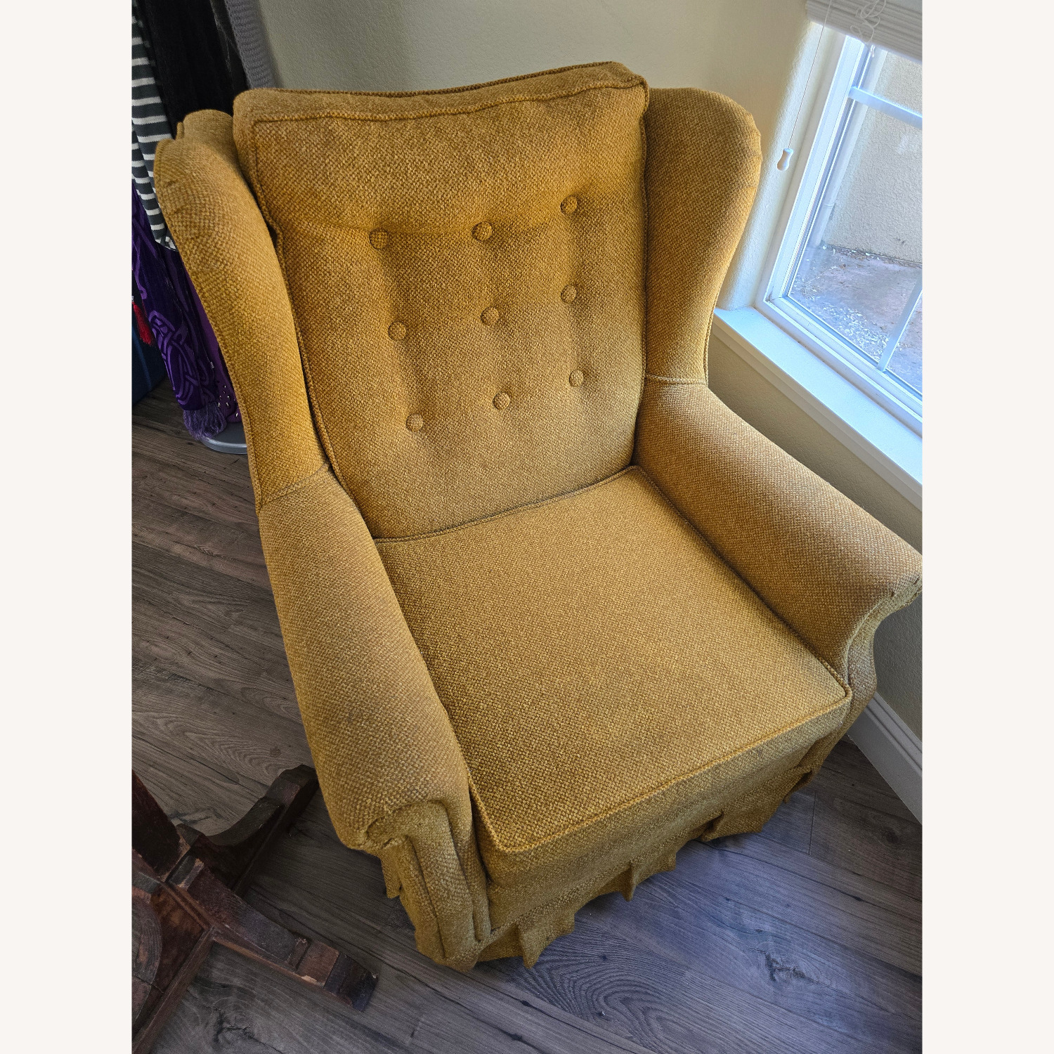 Non-Reclining Knit Fabric Yellow Armchair - image-1