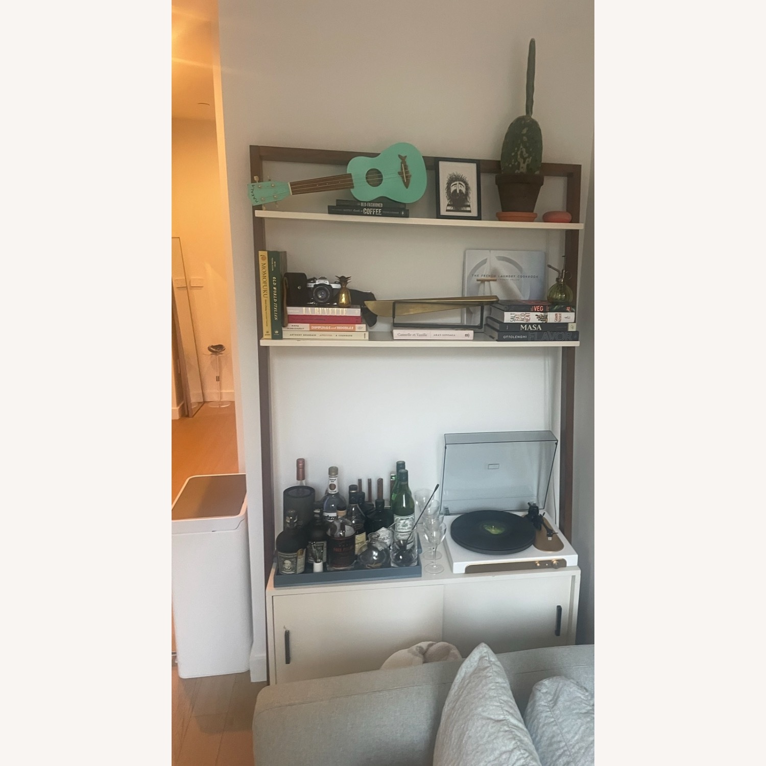 West Elm Ladder Shelf with Cabinet - image-0