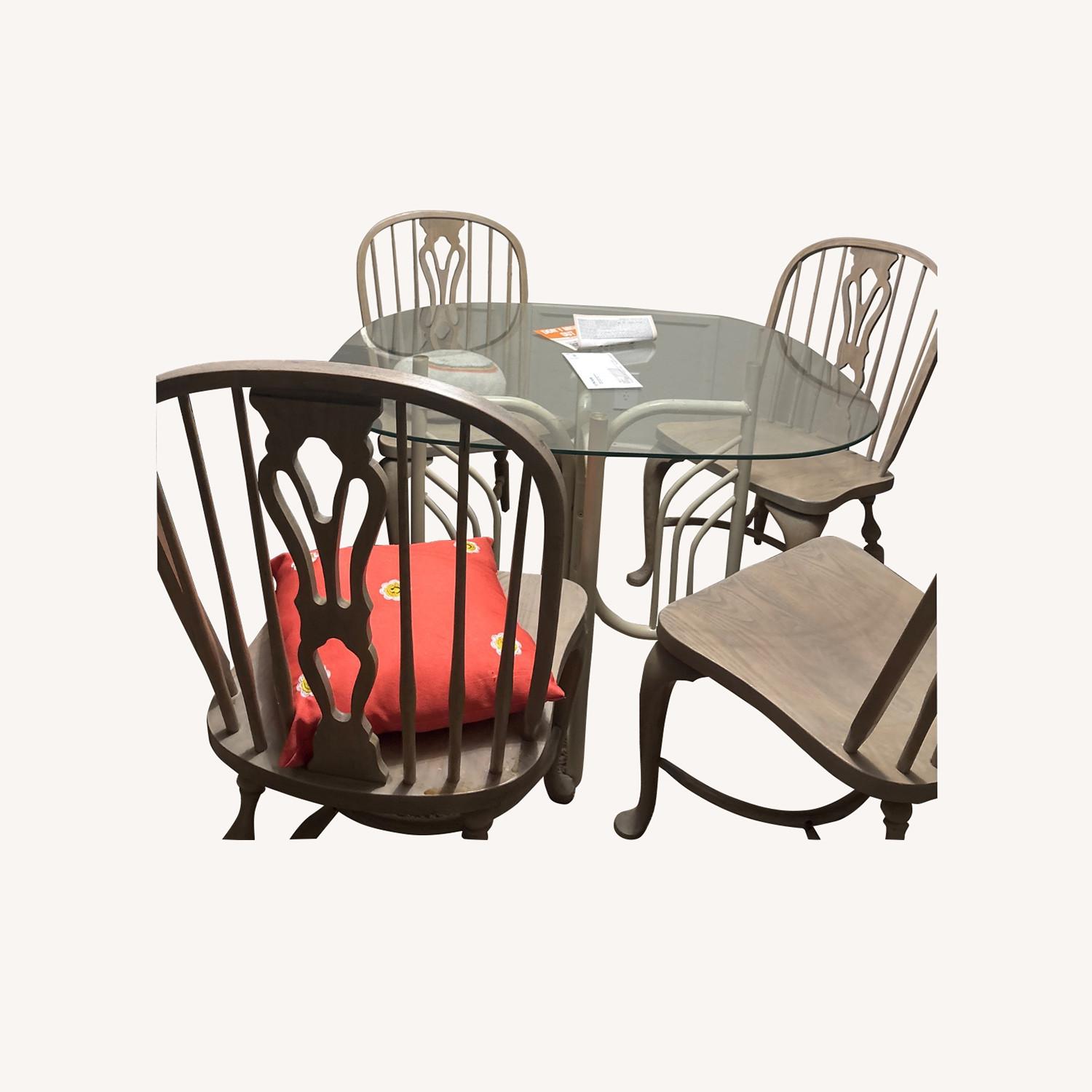 Wood Chairs and Glass Table - image-0