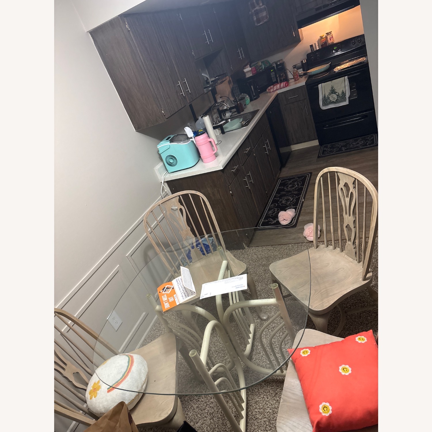 Wood Chairs and Glass Table - image-3