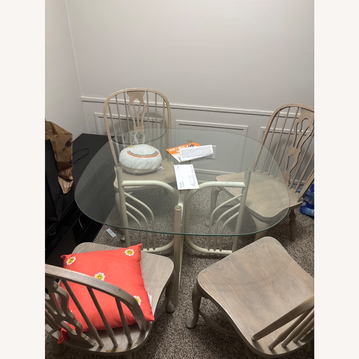 Wood Chairs and Glass Table - image-1