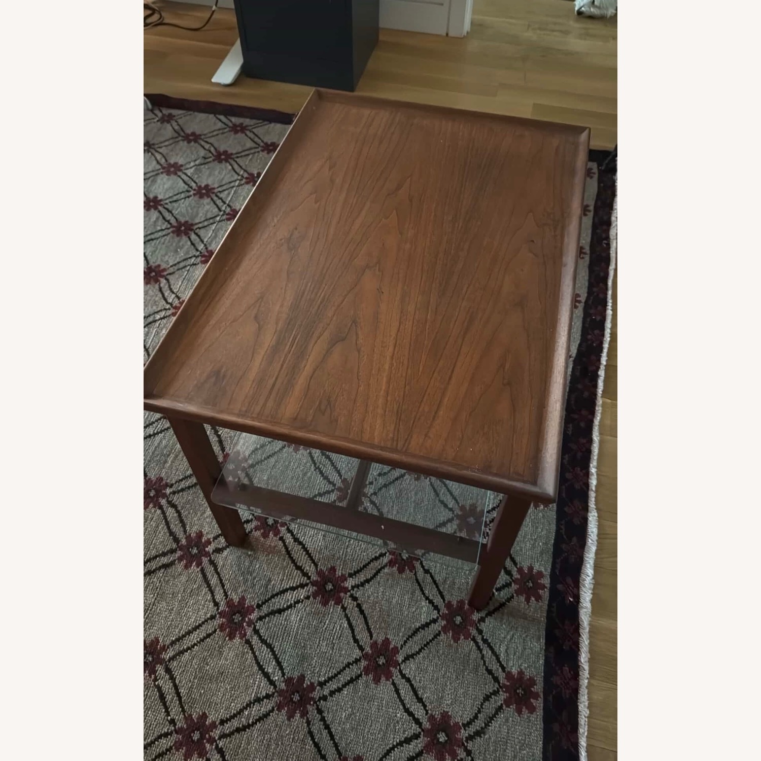 Mid Century Modern Side Table with Glass Shelf - image-2