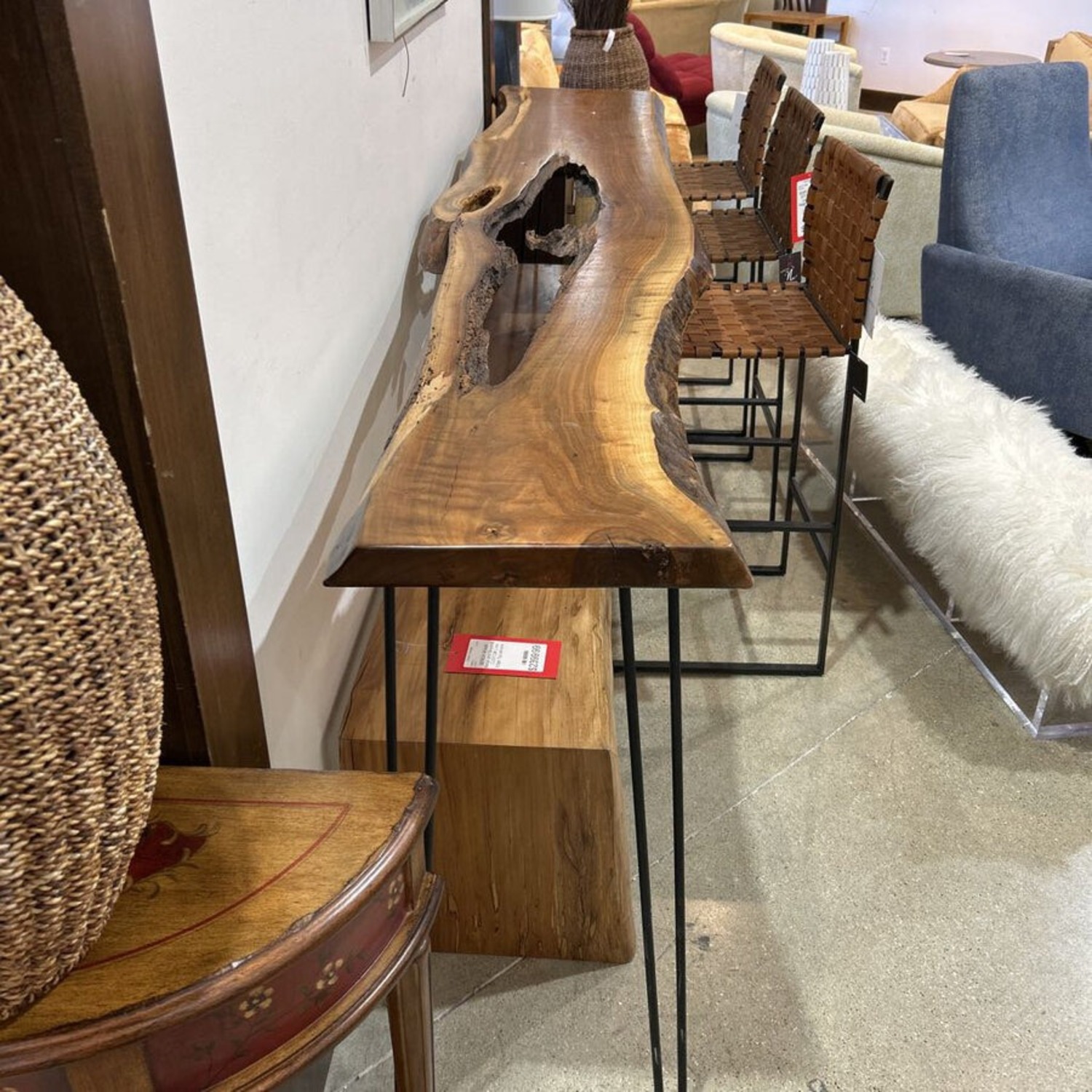 Natural Cut-Out Console Table w Hairpin Legs - image-2