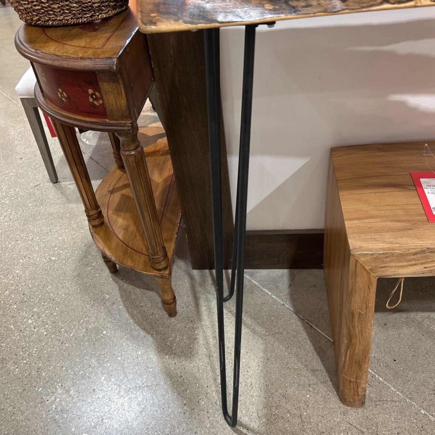 Natural Cut-Out Console Table w Hairpin Legs - image-4