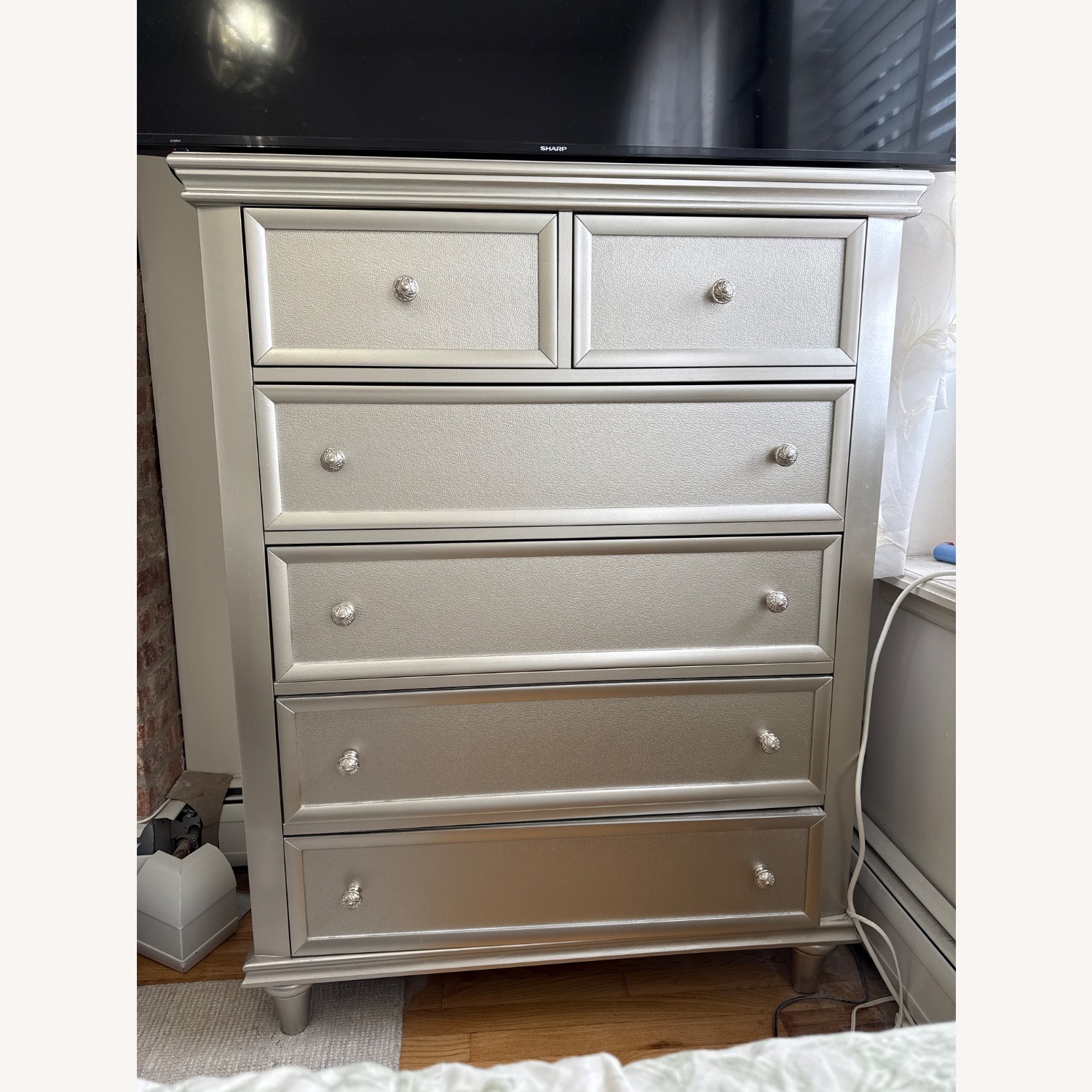 Raymour & Flanigan Tiffany Silver Bedroom Chest - image-1