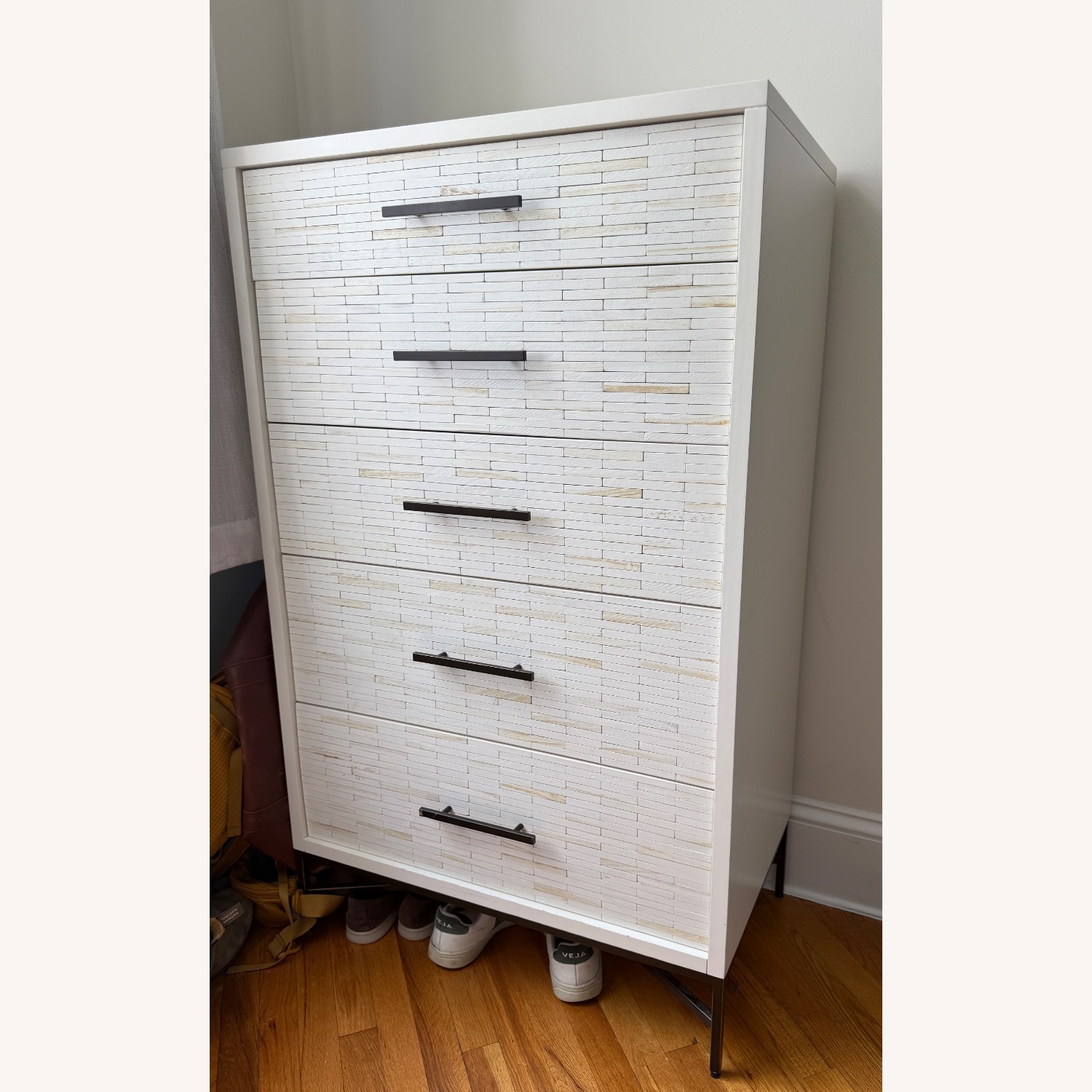 West Elm White Tiled Dresser- 5 Drawer - image-2