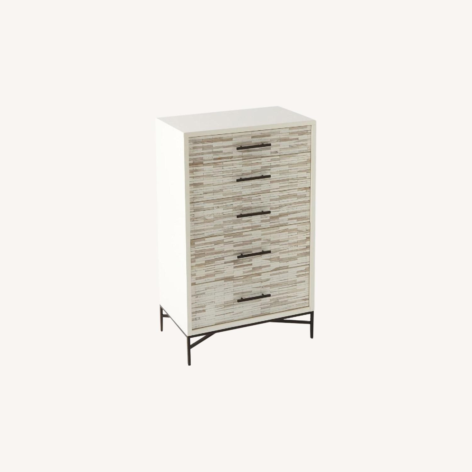 West Elm White Tiled Dresser- 5 Drawer - image-0
