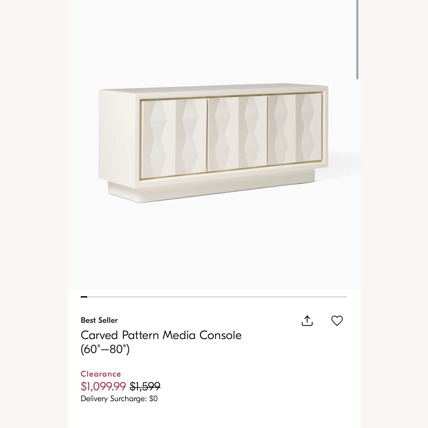 West Elm Carved White Media Console - image-1