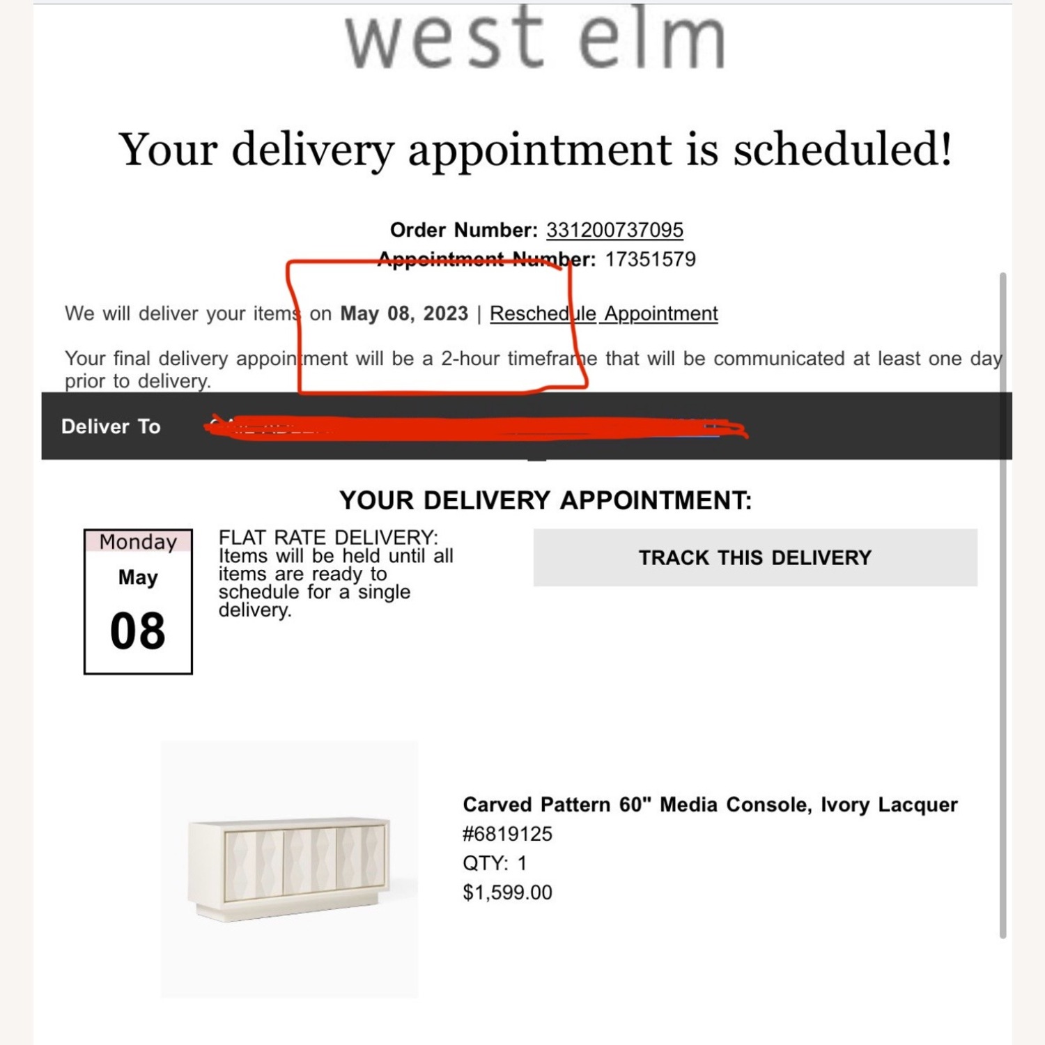 West Elm Carved White Media Console - image-2