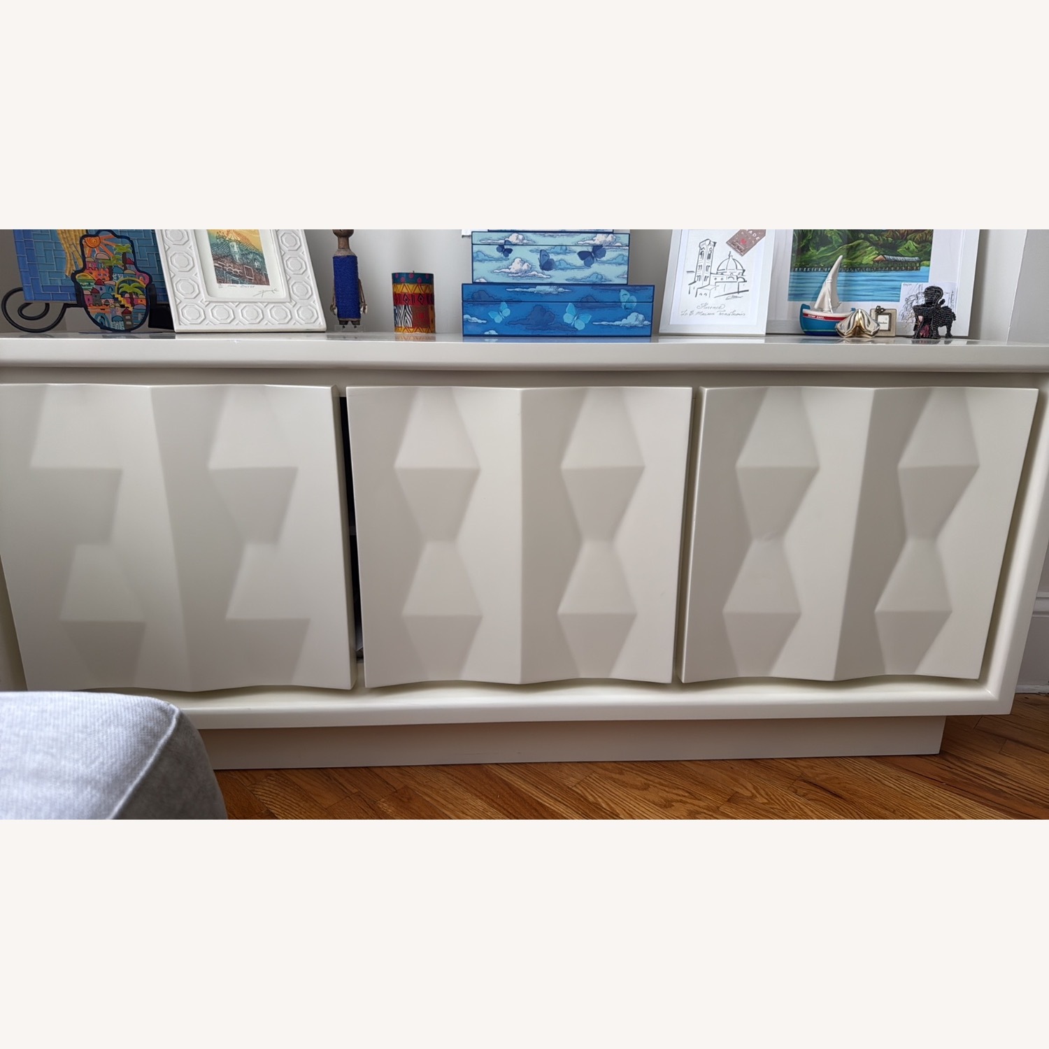 West Elm Carved White Media Console - image-4