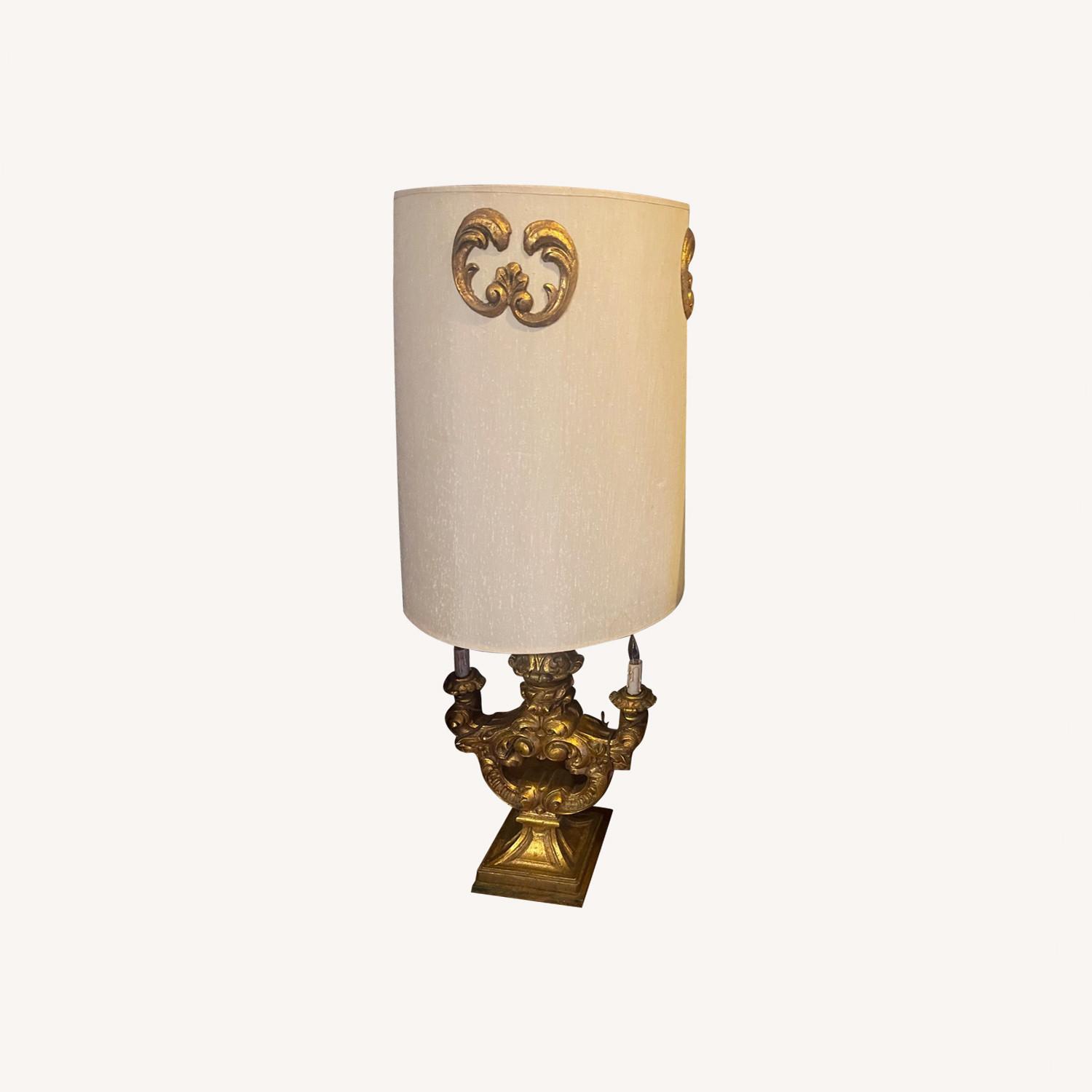 Hollywood Regency Golden Gilded Lamps - image-0