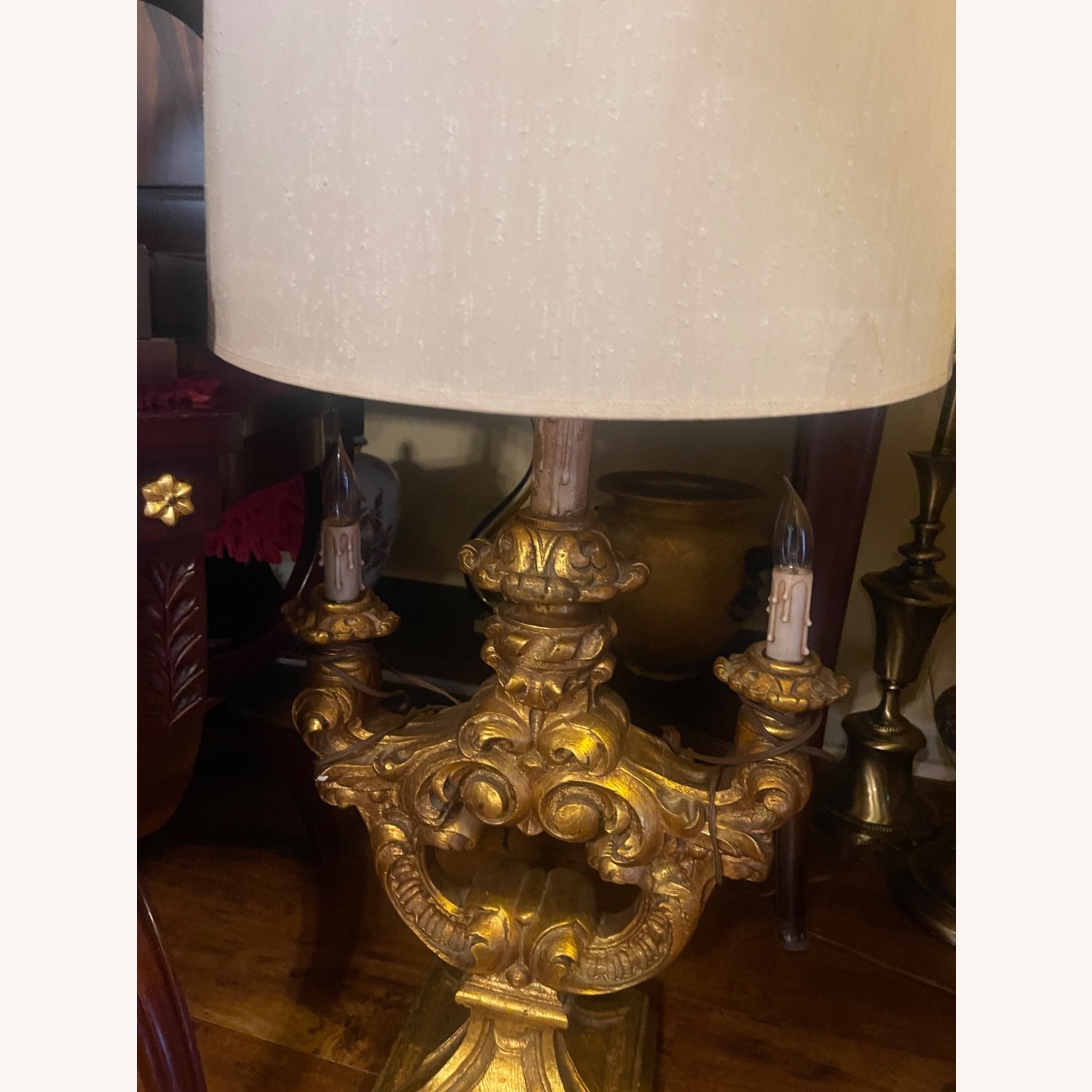 Hollywood Regency Golden Gilded Lamps - image-8