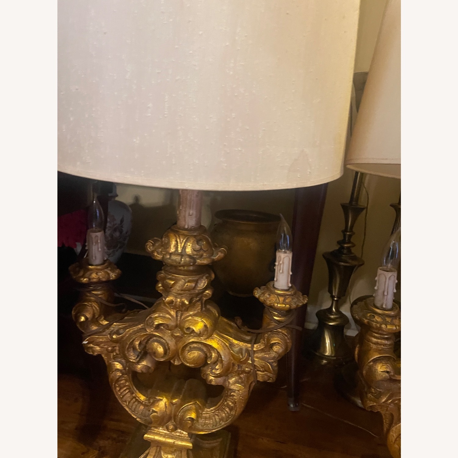 Hollywood Regency Golden Gilded Lamps - image-9