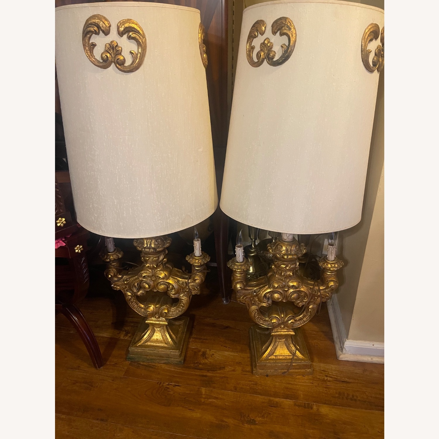 Hollywood Regency Golden Gilded Lamps - image-2