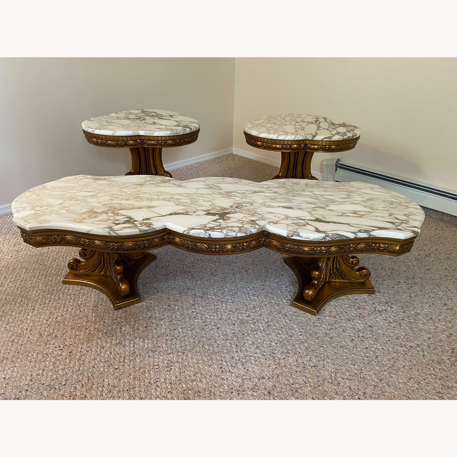 Vintage Marble Top Coffee Table - image-1