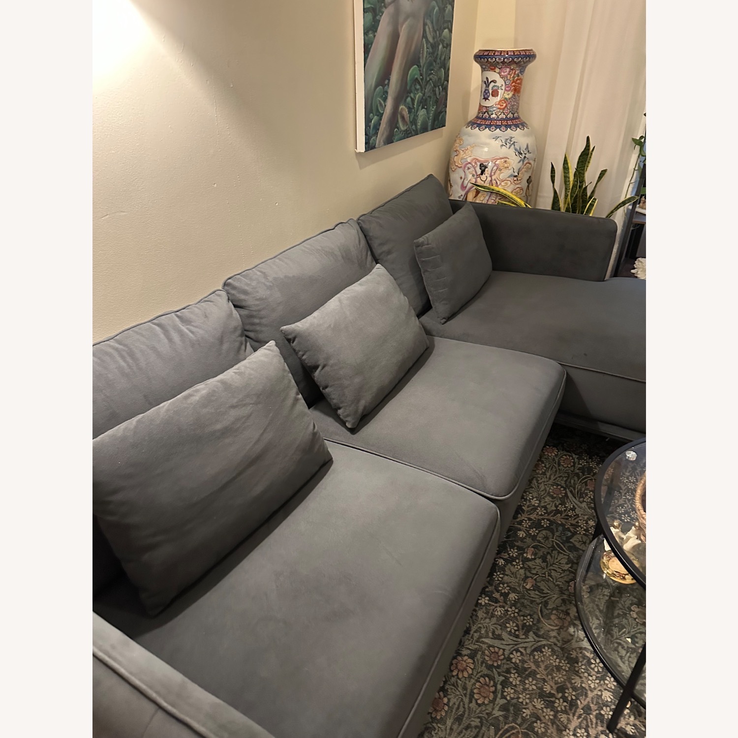 Dark Blue Sectional Couch - image-4