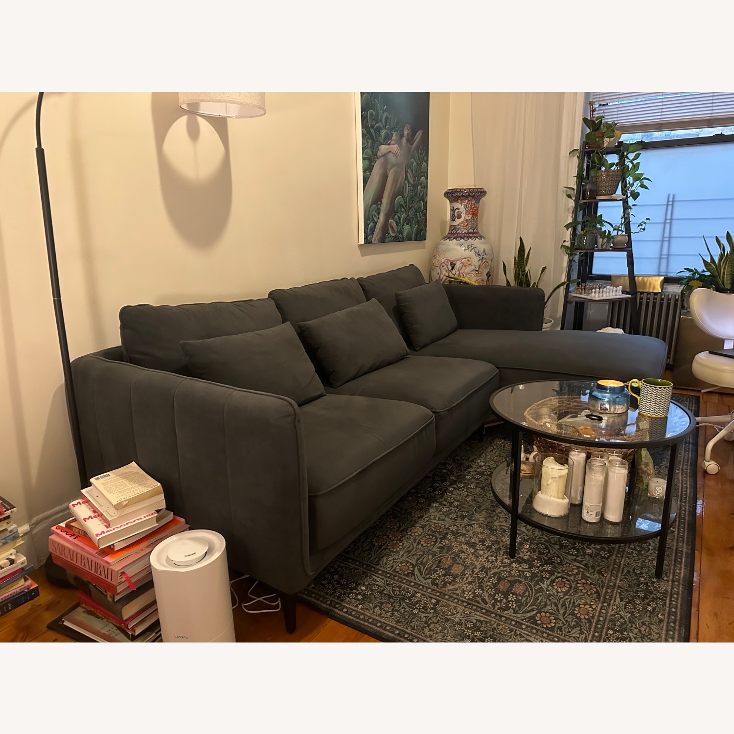 Dark Blue Sectional Couch - image-1