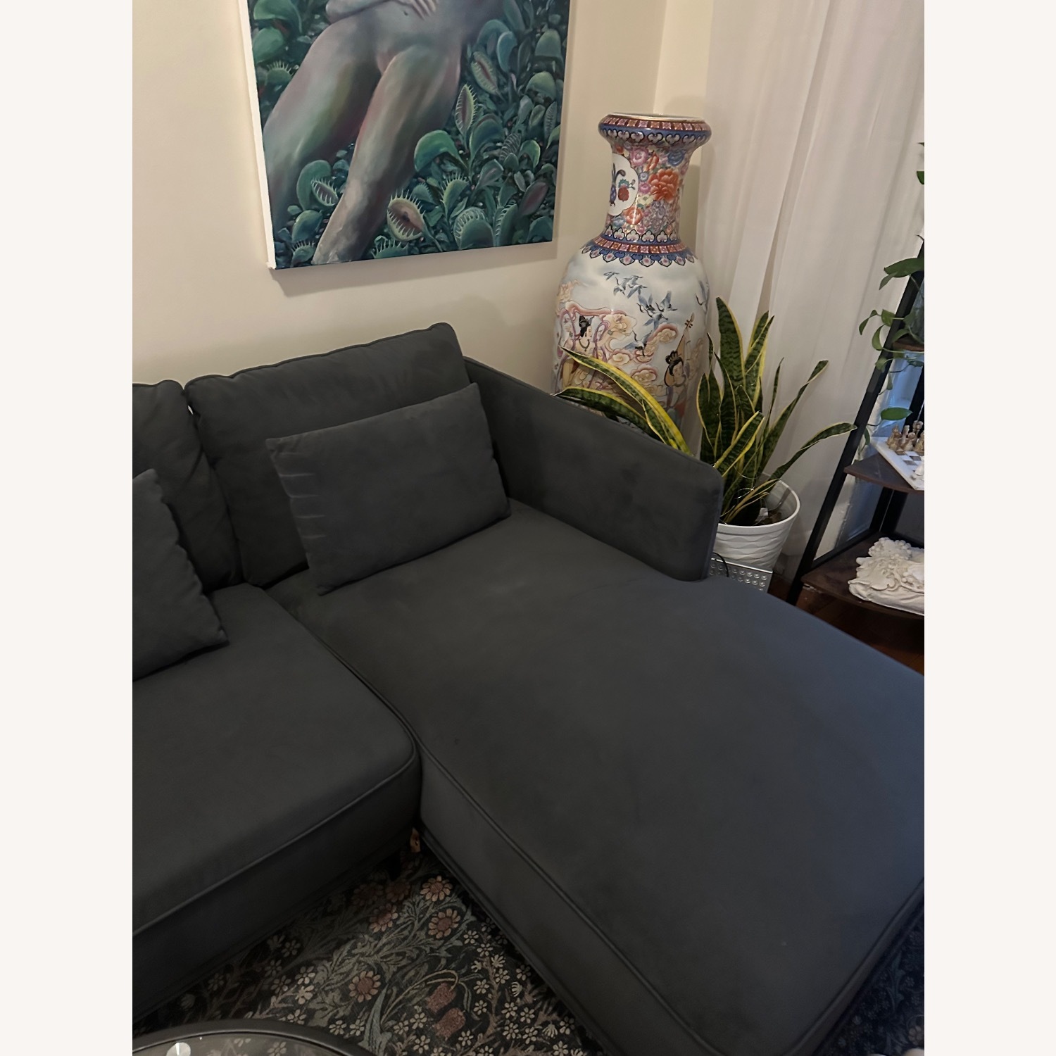 Dark Blue Sectional Couch - image-3