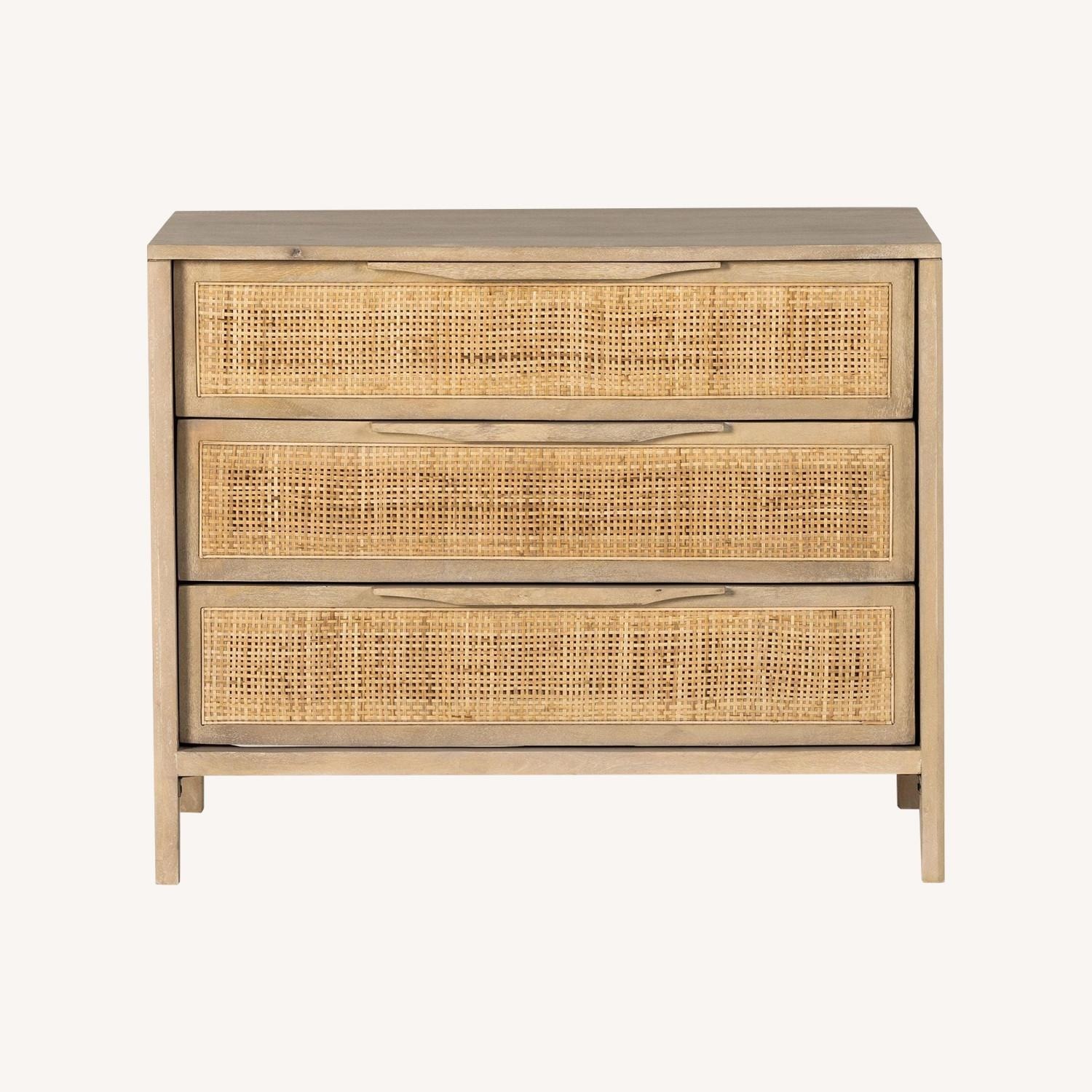 Pottery Barn Dolores Cane 3-Drawer Nightstand - image-0