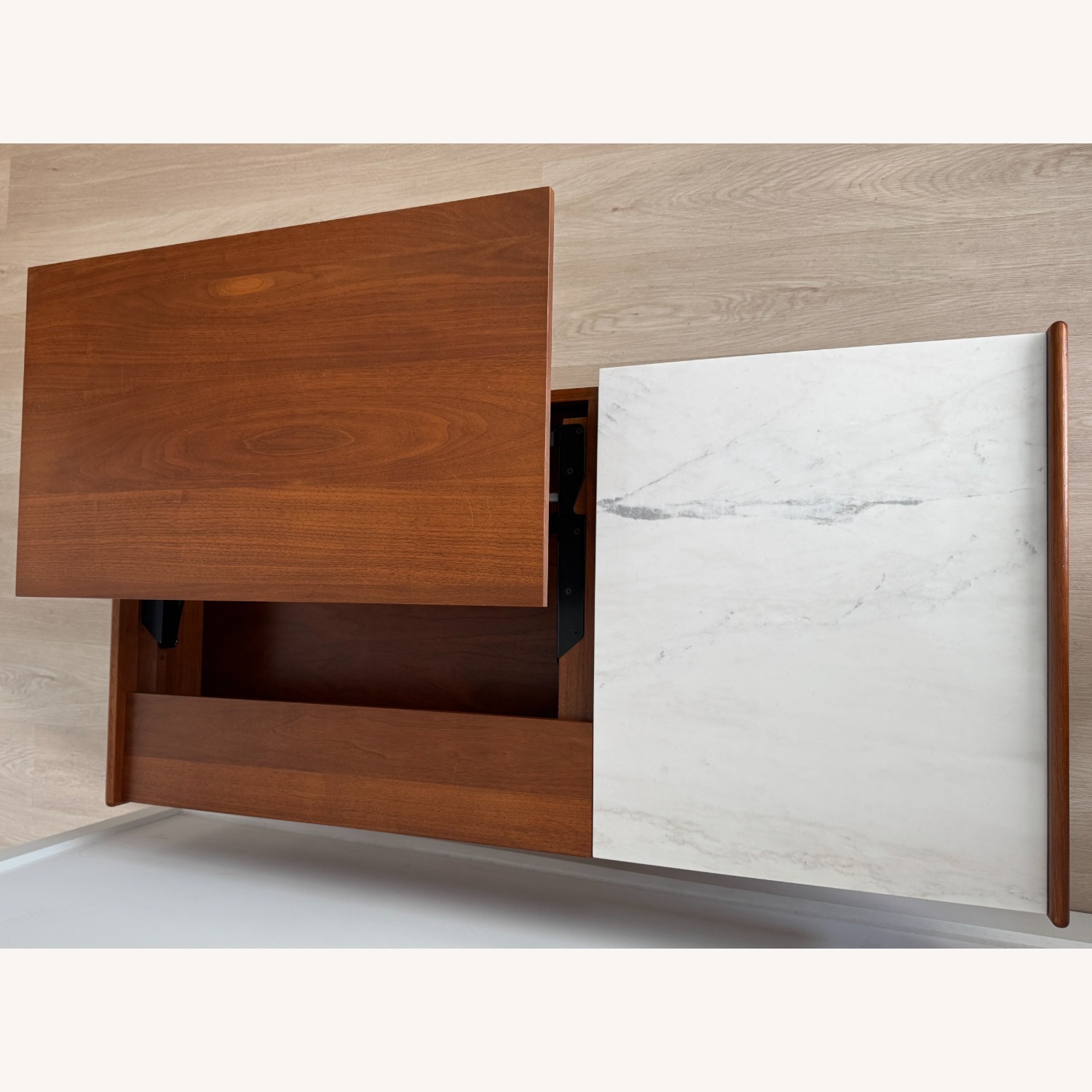 West Elm Pop-Up Coffee Table (Walnut & Marble) - image-4