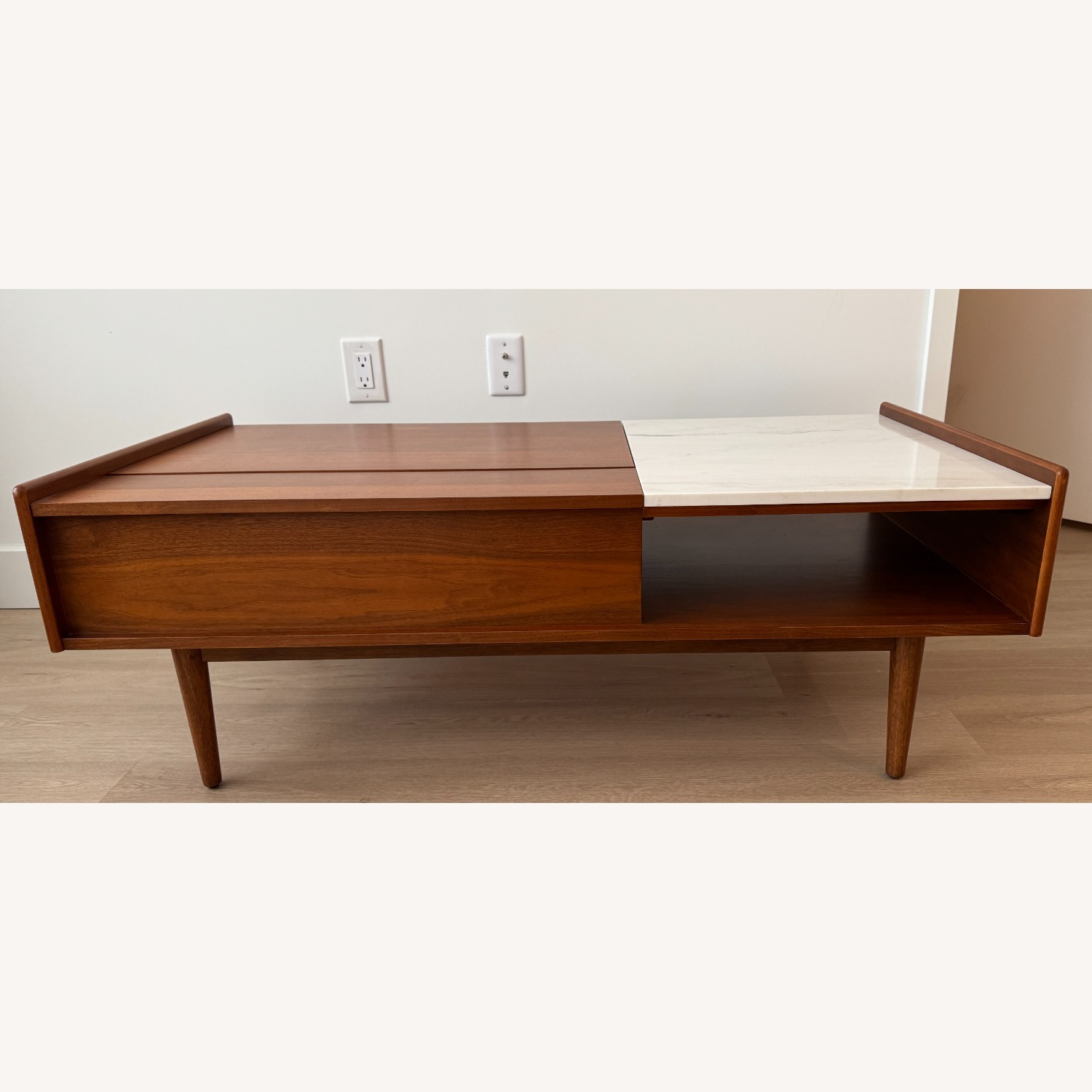West Elm Pop-Up Coffee Table (Walnut & Marble) - image-1