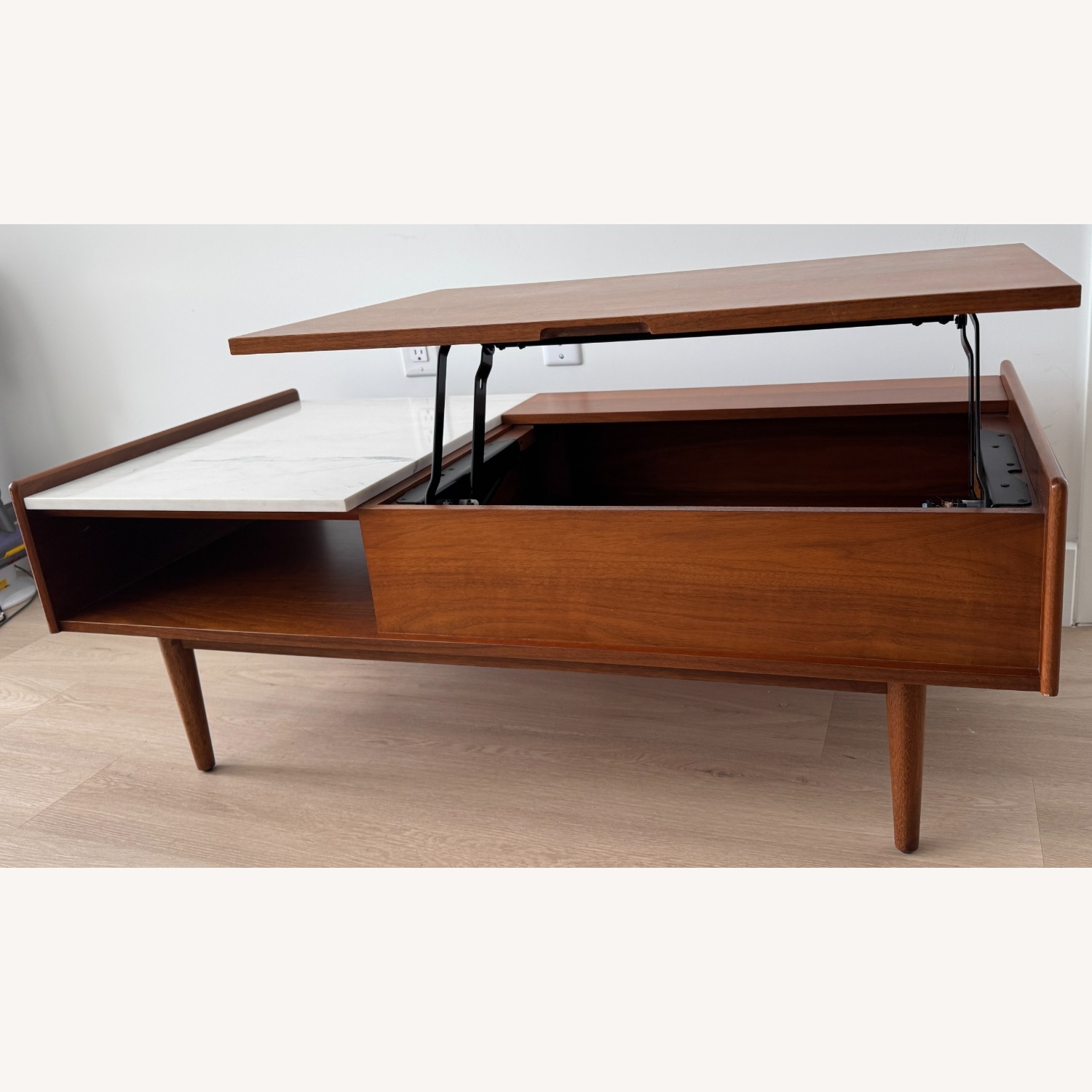 West Elm Pop-Up Coffee Table (Walnut & Marble) - image-3