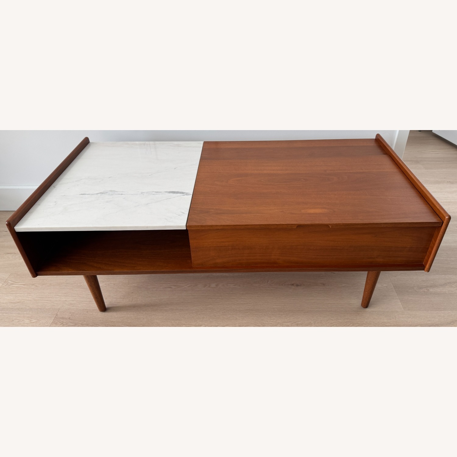 West Elm Pop-Up Coffee Table (Walnut & Marble) - image-2