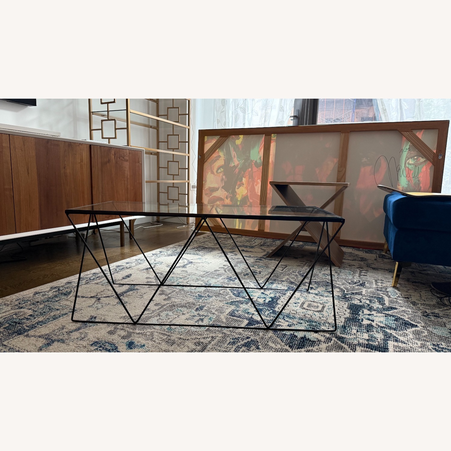 Urban Outfitters Glass Metal Coffee Table - image-2