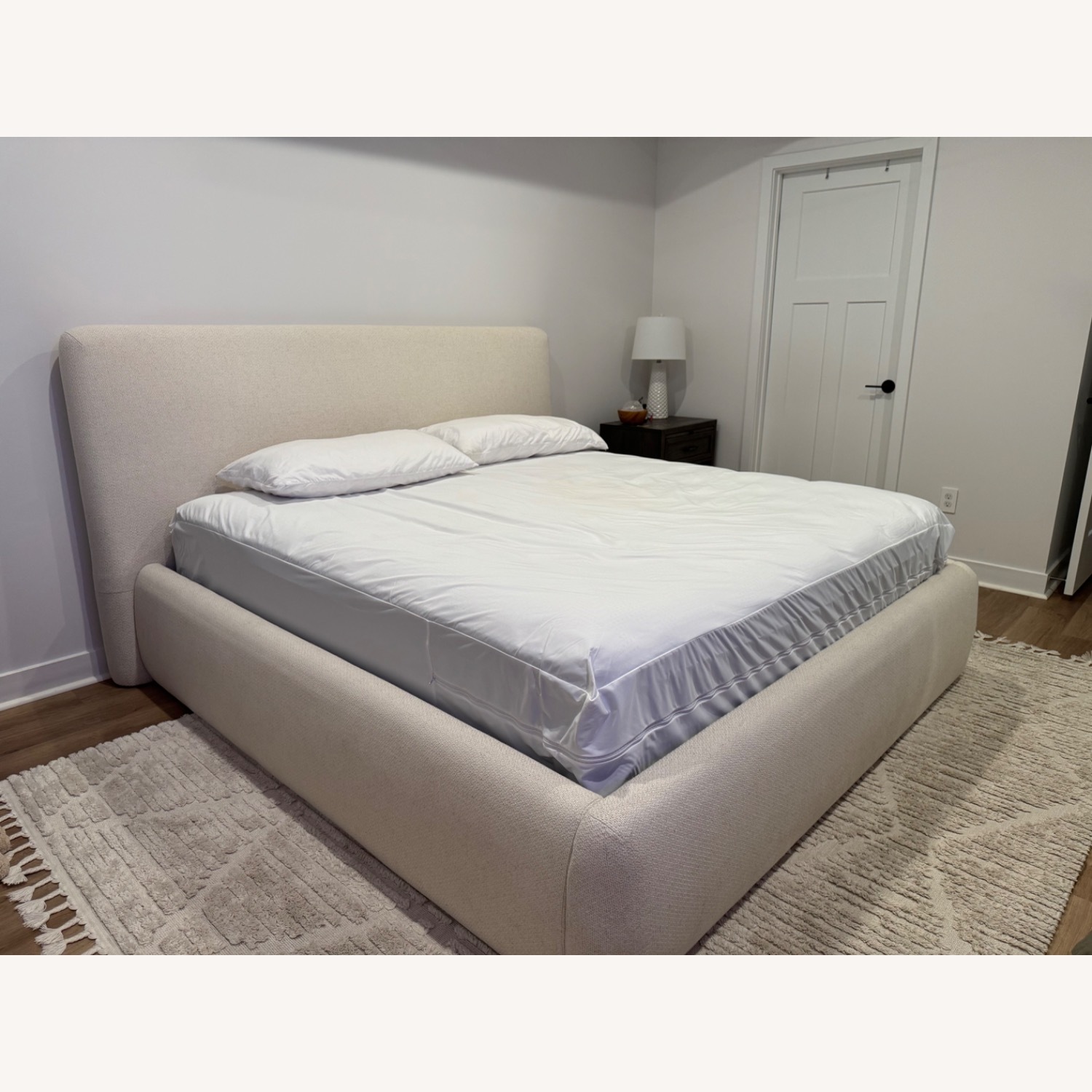 Crate & Barrel Anneli Ivory Upholstered King Bed - image-3