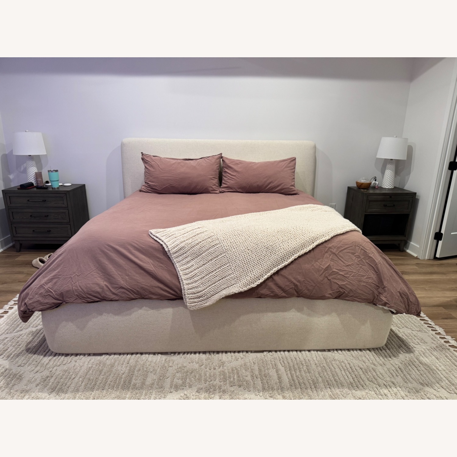 Crate & Barrel Anneli Ivory Upholstered King Bed - image-1