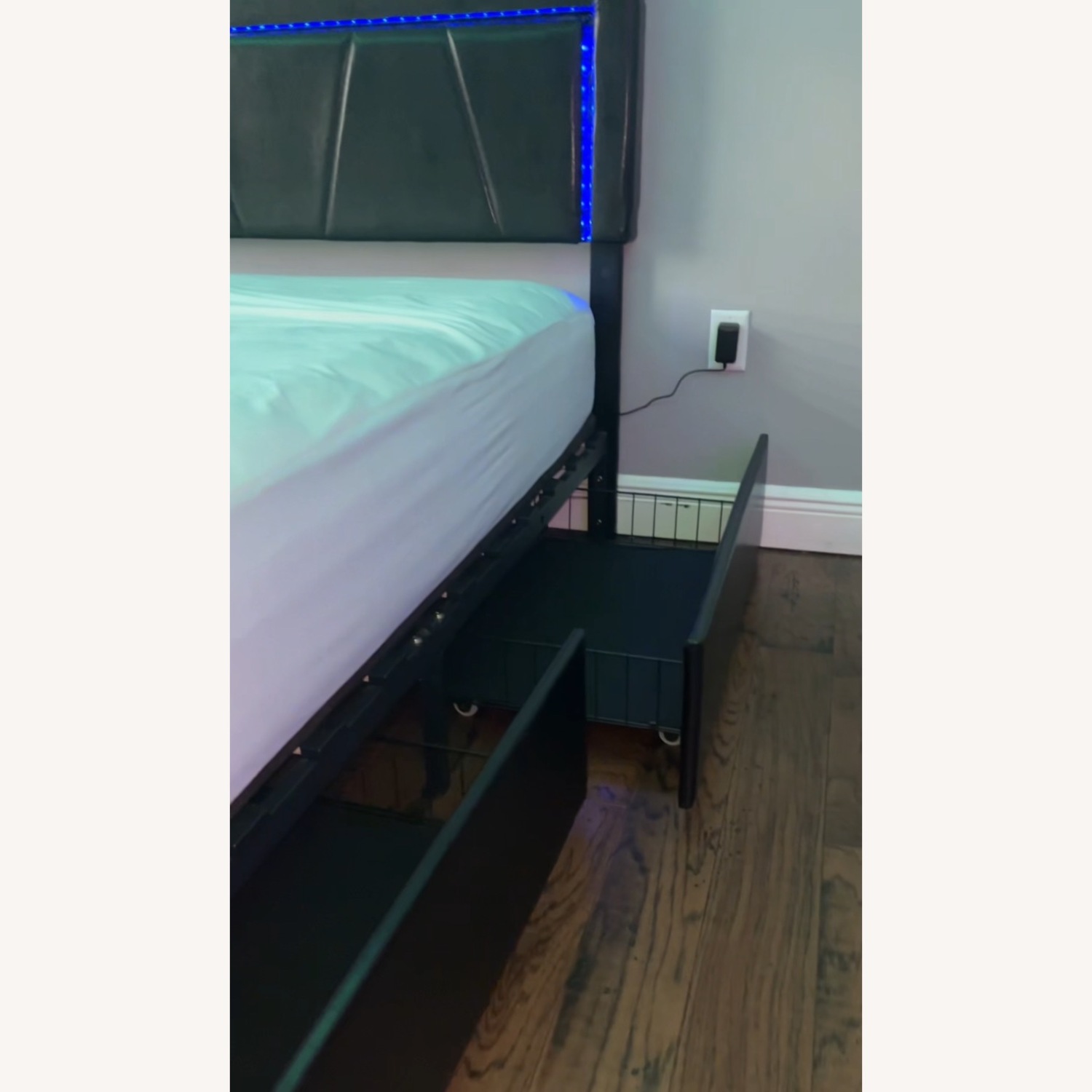 Modern Black 4 Drawer RGB LED, USB Full Bed  - image-4