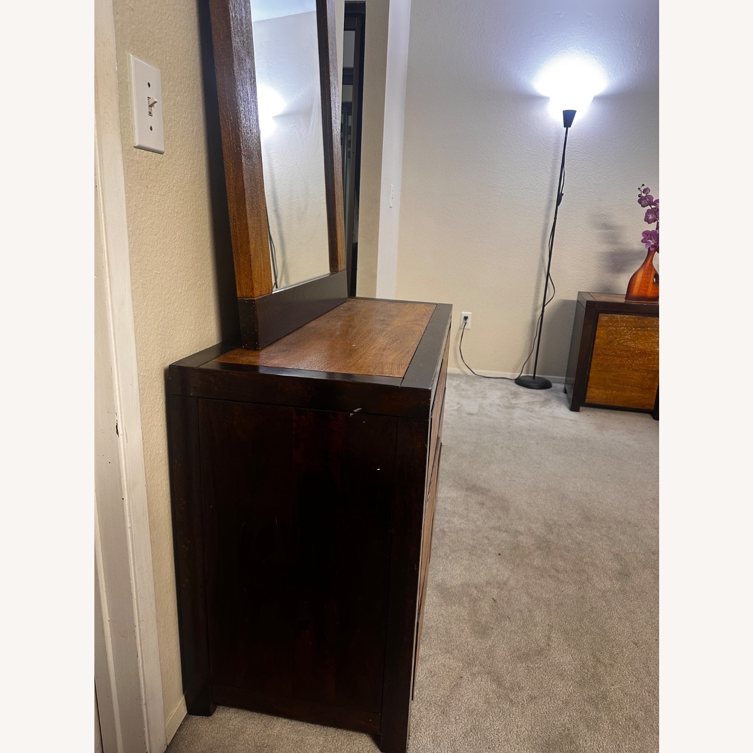 Dual Tone Wooden Dresser with Mirror  - image-4