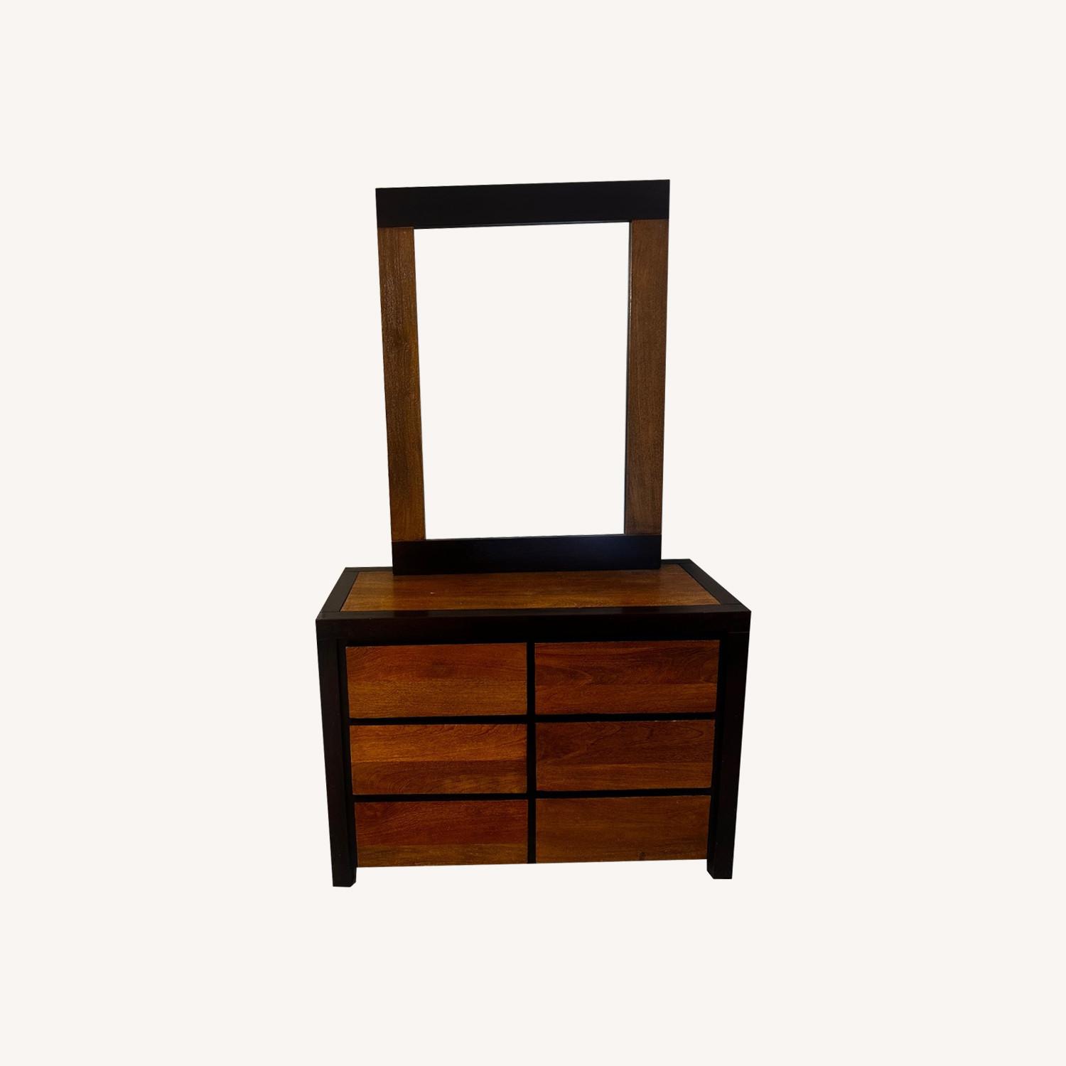 Dual Tone Wooden Dresser with Mirror  - image-0