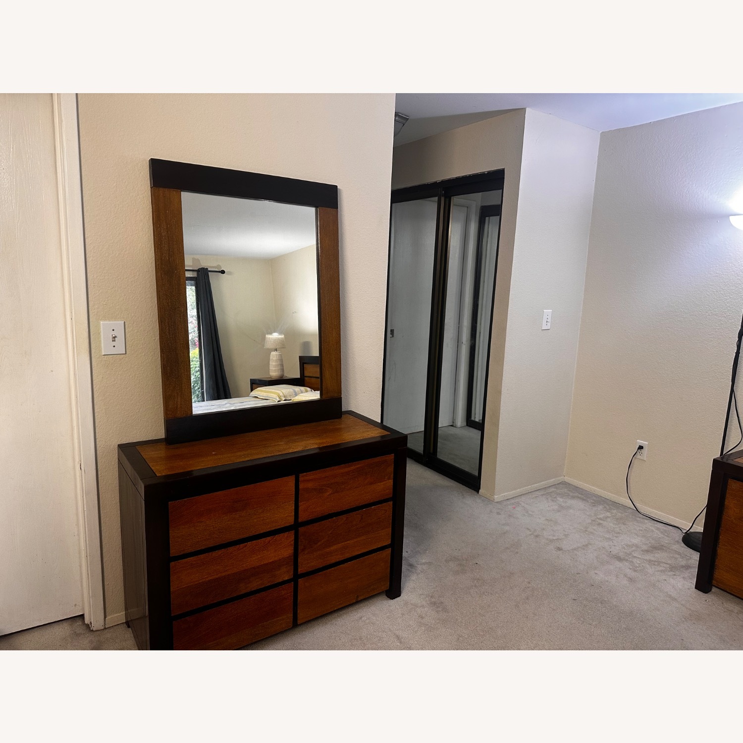 Dual Tone Wooden Dresser with Mirror  - image-3