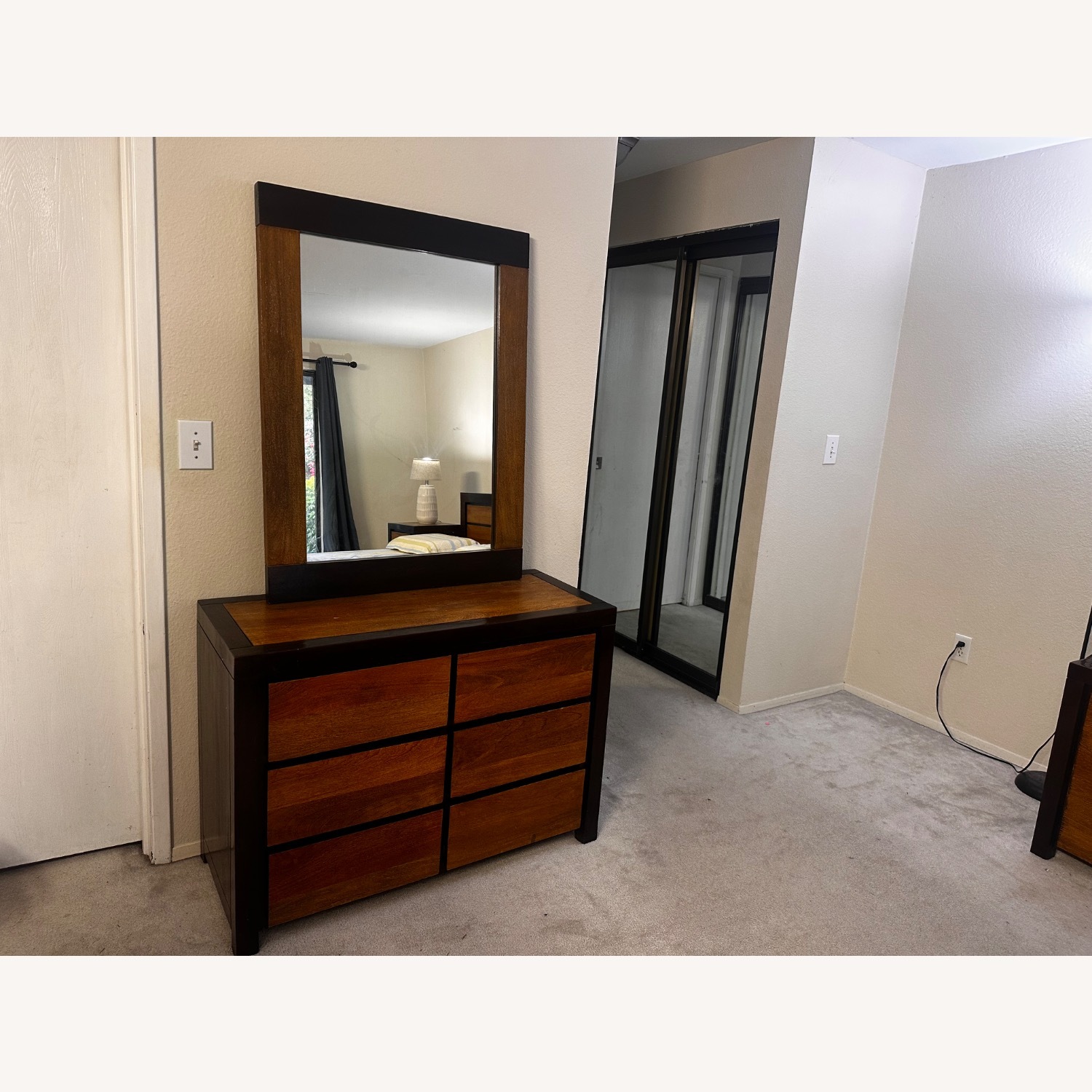 Dual Tone Wooden Dresser with Mirror  - image-2