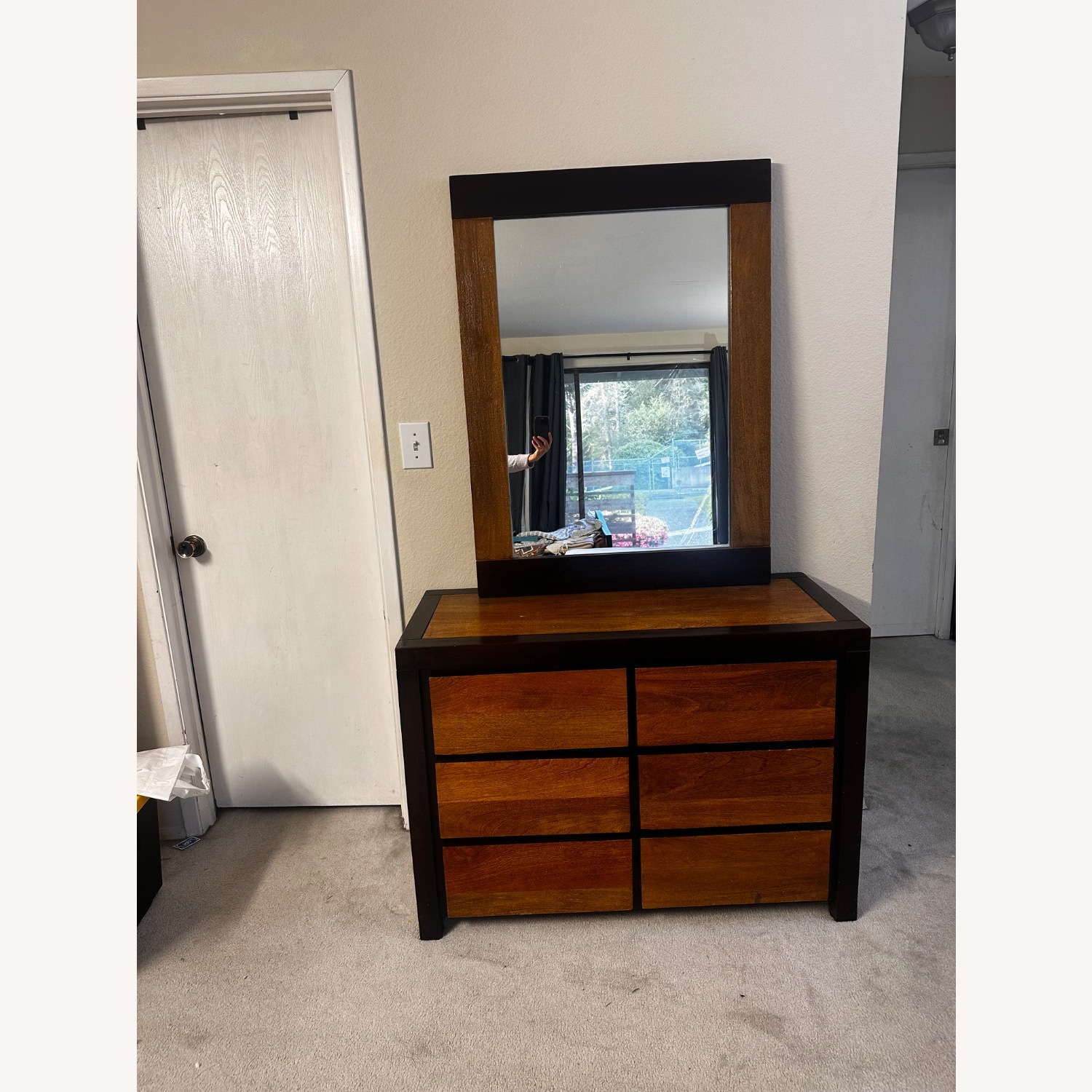 Dual Tone Wooden Dresser with Mirror  - image-1