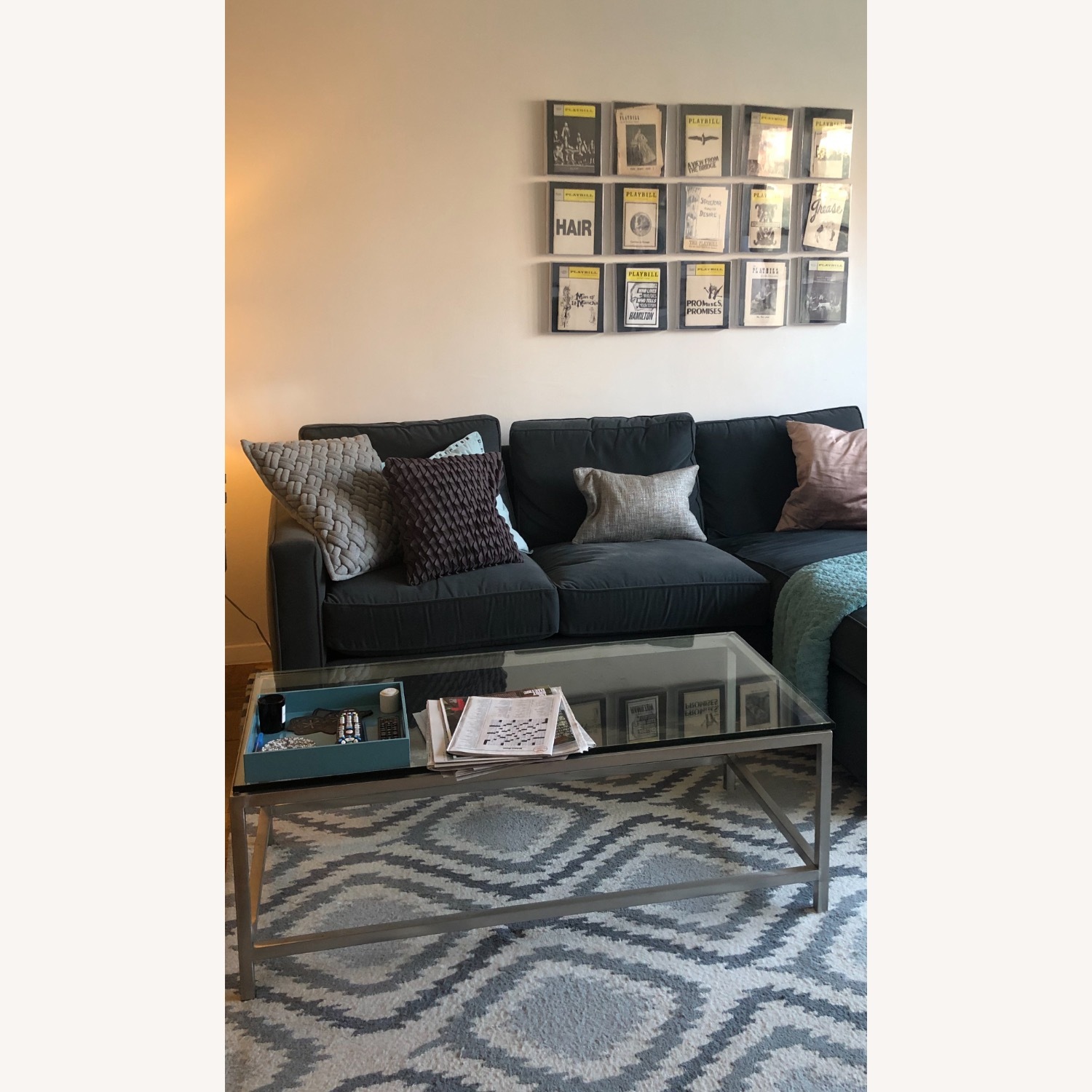 Crate & Barrel Era Rectangle Glass Coffee Table - image-2