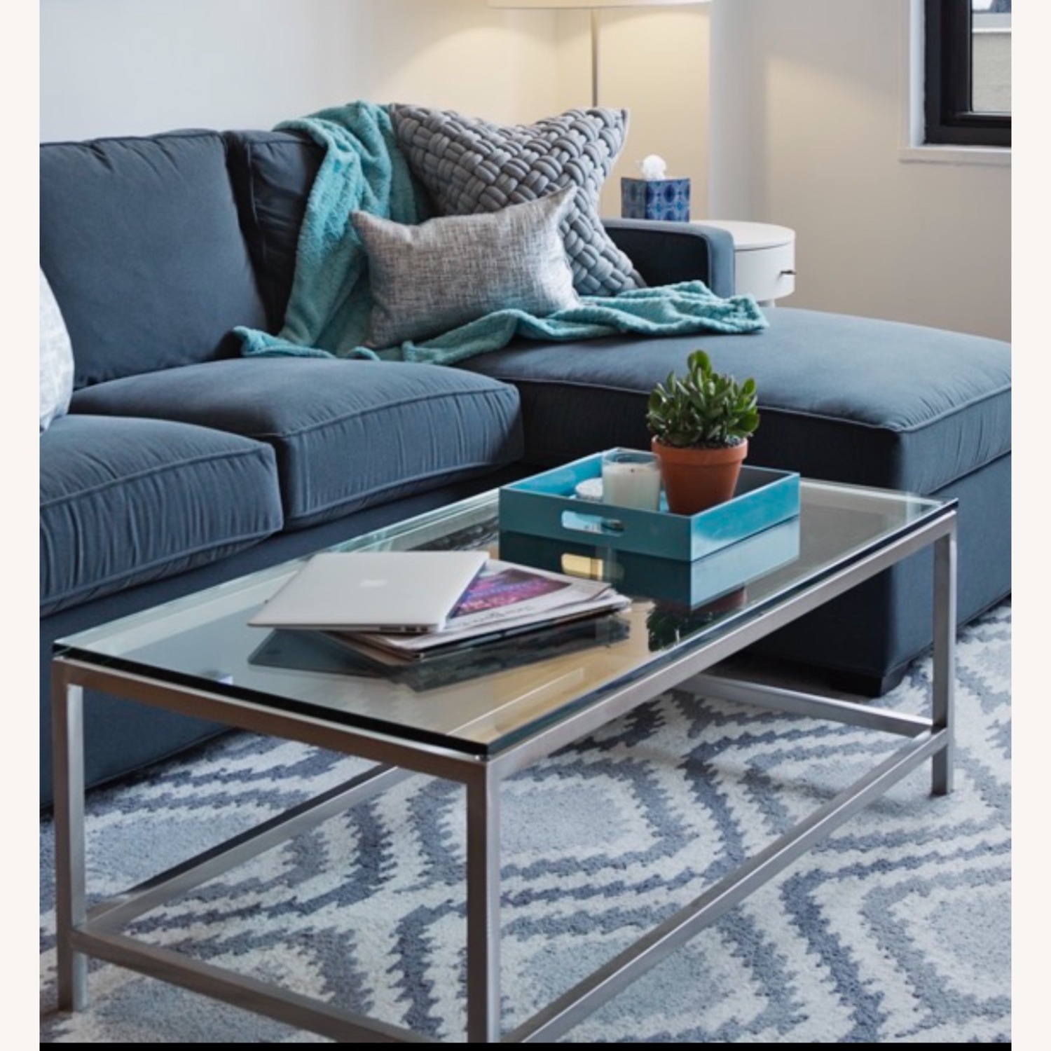 Crate & Barrel Era Rectangle Glass Coffee Table - image-1