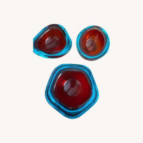 Used Vintage Murano Red and Blue Glass Bowl for sale on AptDeco
