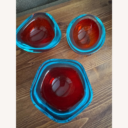 Used Vintage Murano Red and Blue Glass Bowl for sale on AptDeco
