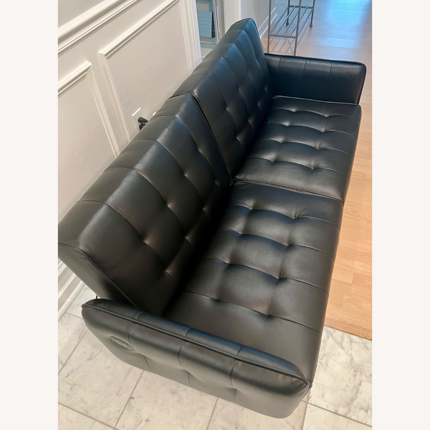 Amazon TYBOATLE Faux Black Leather Futon - image-3