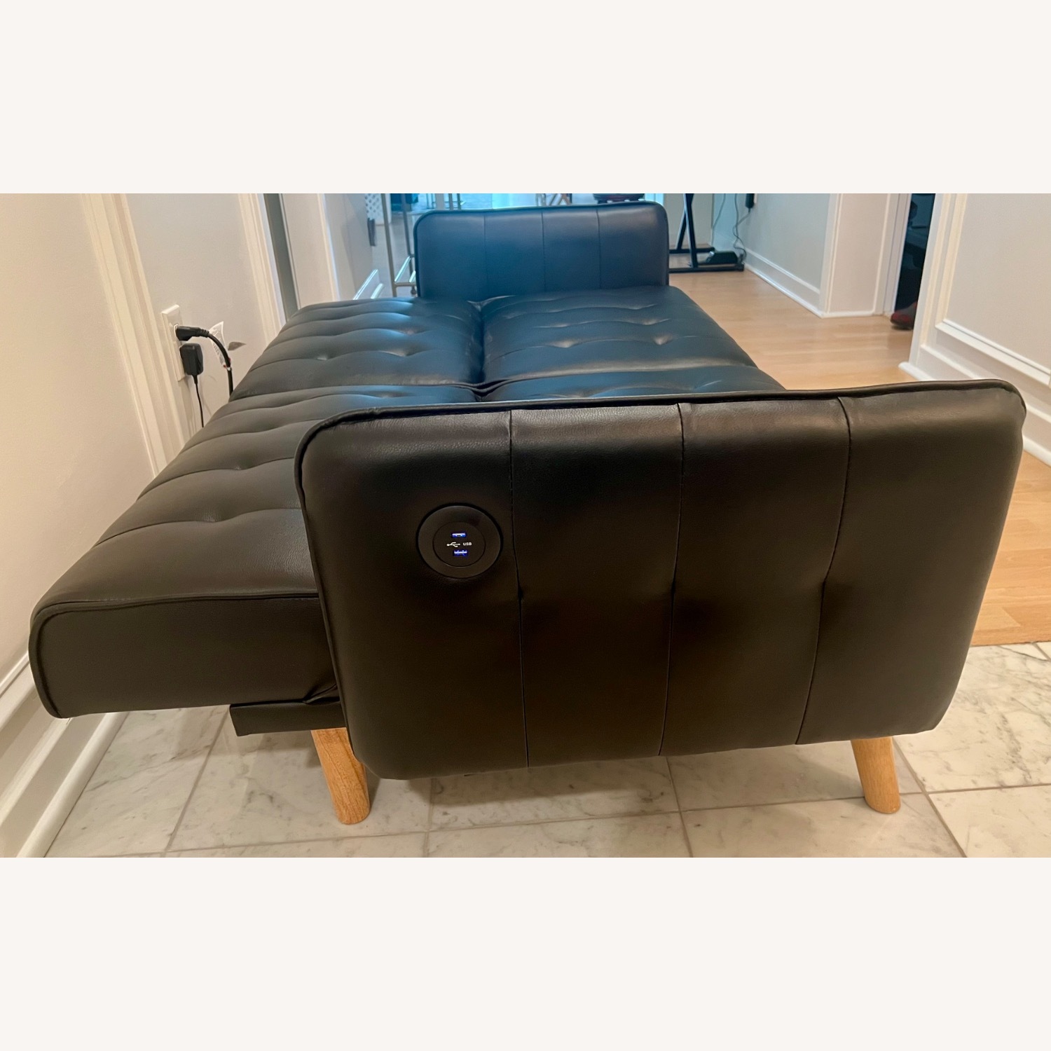 Amazon TYBOATLE Faux Black Leather Futon - image-2